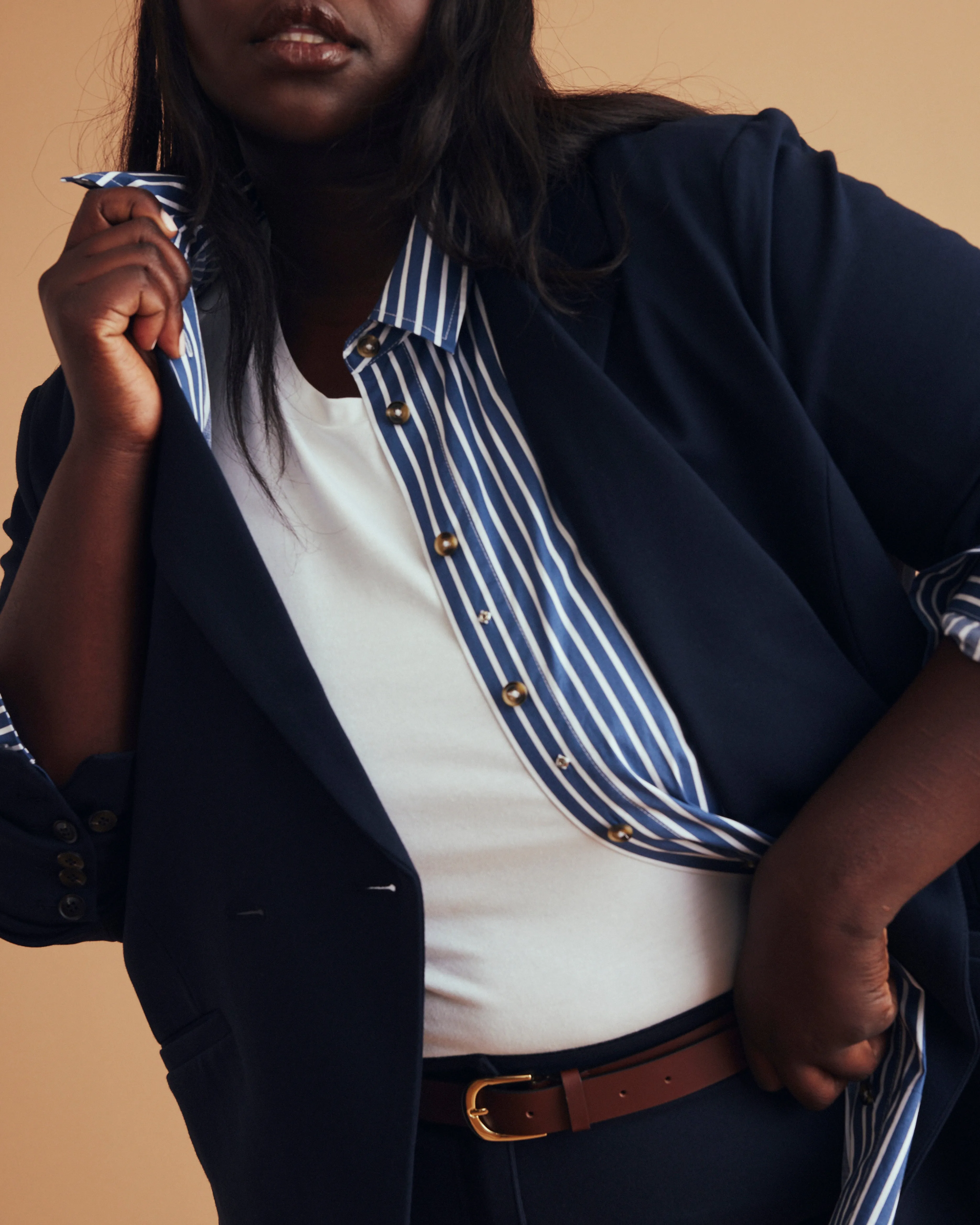 Bianca Double Breasted Ponte Blazer - Navy sold by Universal Standard
