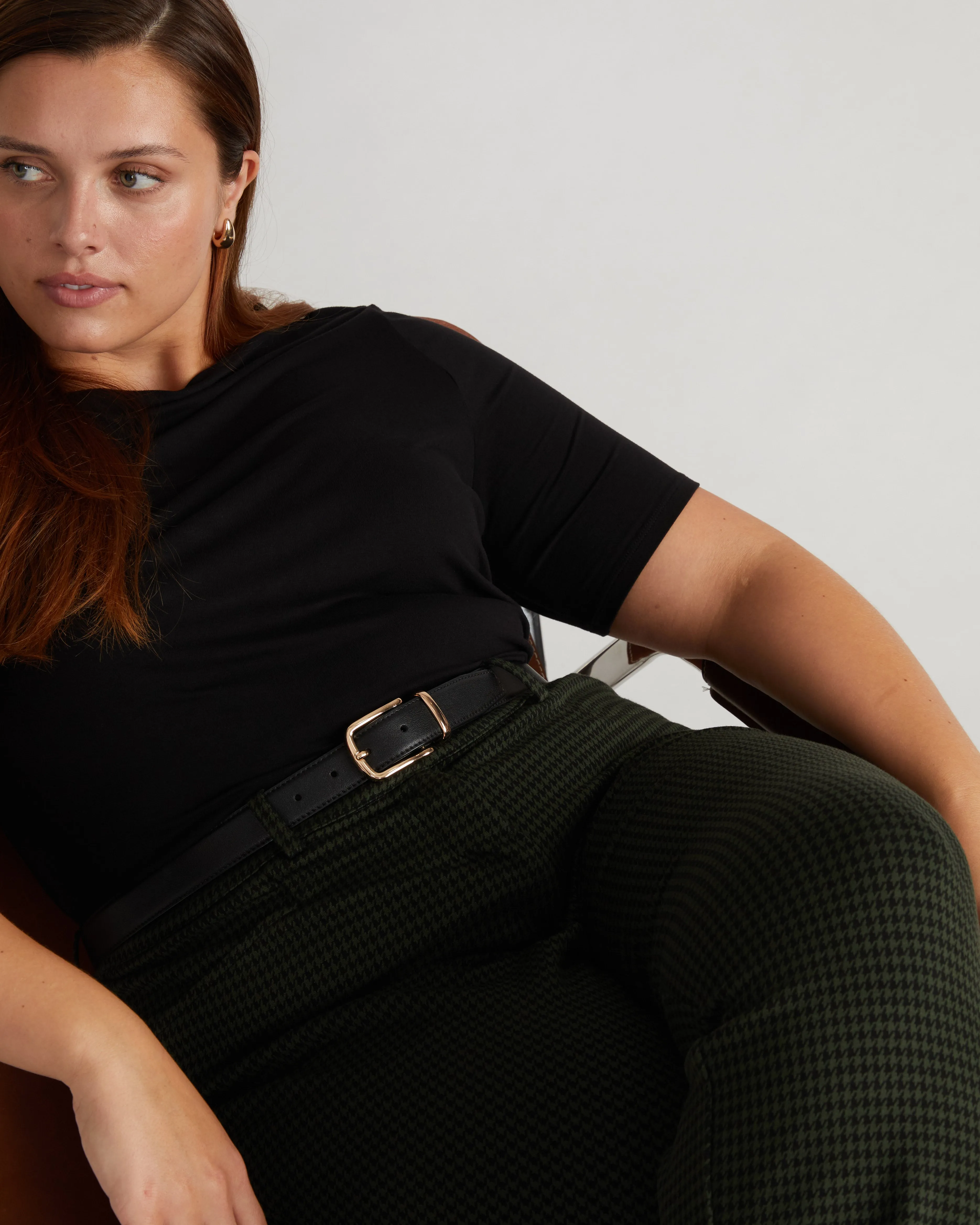 Long Cigarette Ponte Pants - Forest Houndstooth sold by Universal Standard product image thumbnail 3