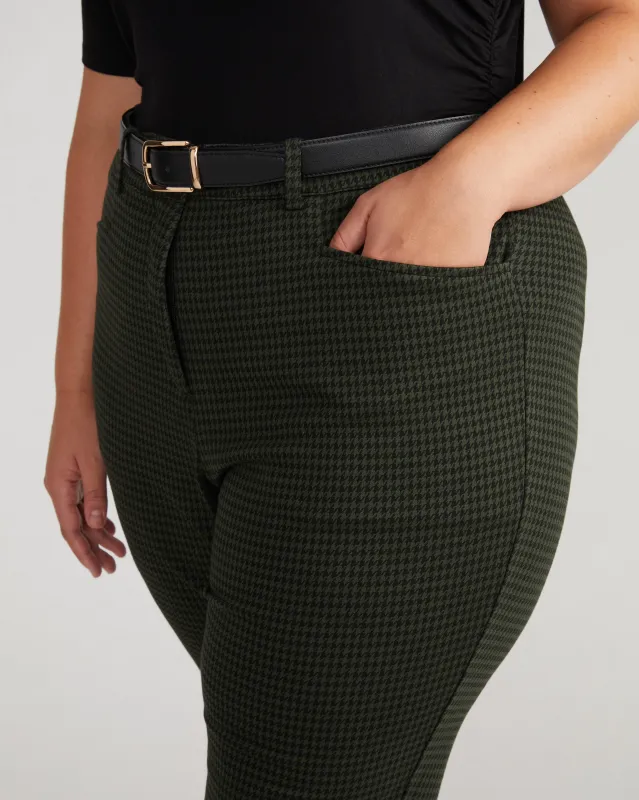Long Cigarette Ponte Pants - Forest Houndstooth sold by Universal Standard