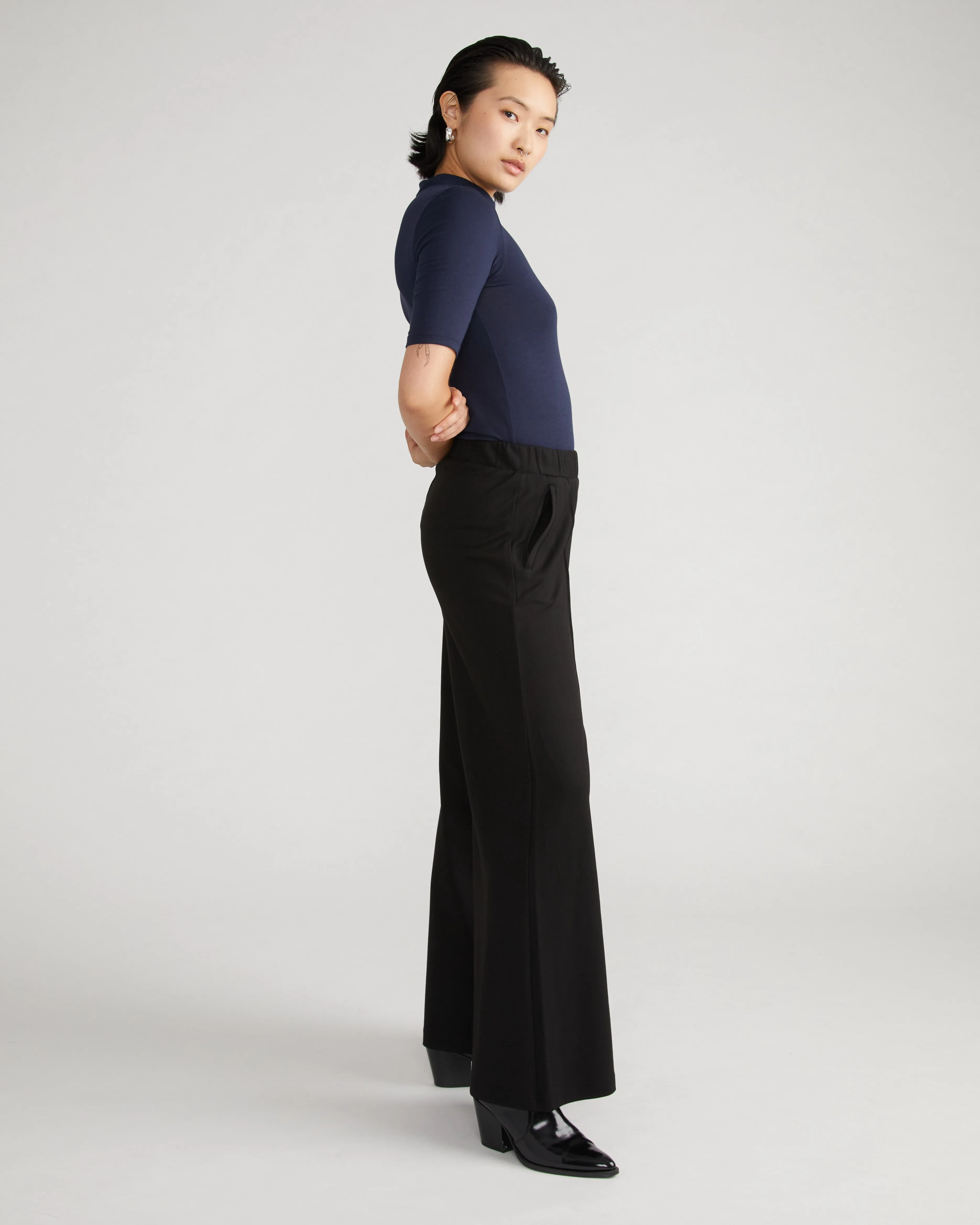 Pam Pintuck Wide Leg Ponte Pants - Black sold by Universal Standard product image thumbnail 3