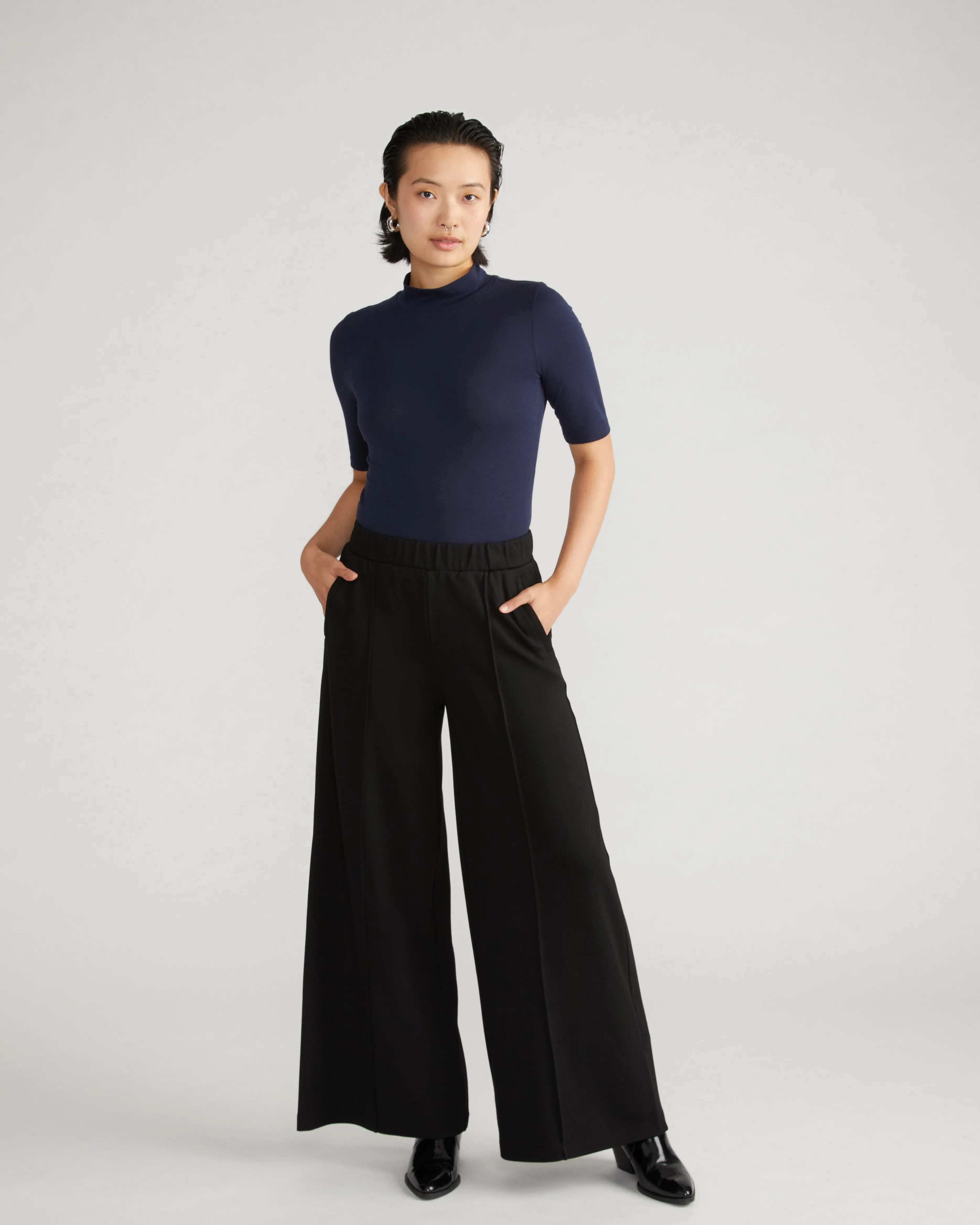 Pam Pintuck Wide Leg Ponte Pants - Black sold by Universal Standard product image thumbnail 2