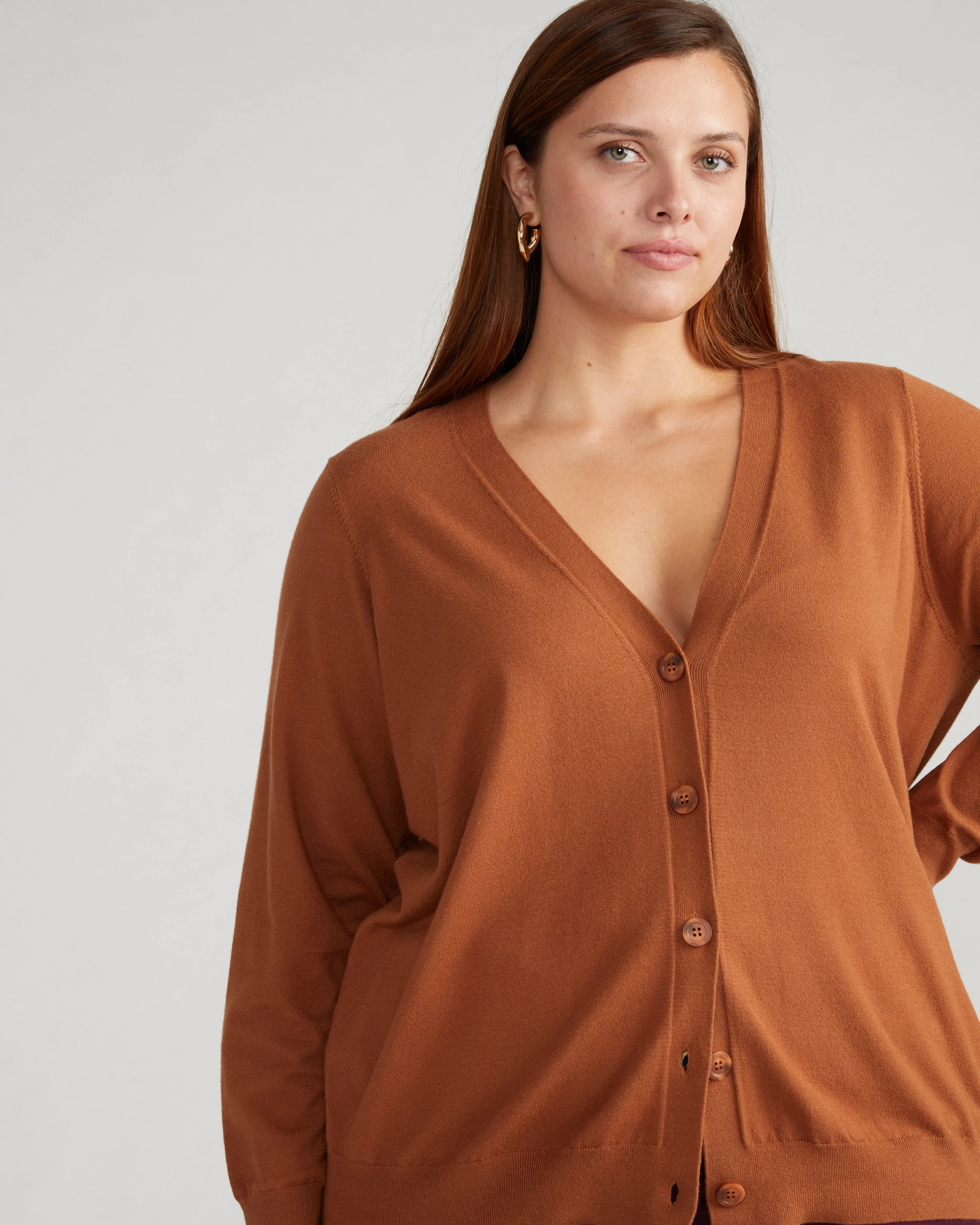Savvy Fine Knit Cardigan - Affogato sold by Universal Standard product image thumbnail 2