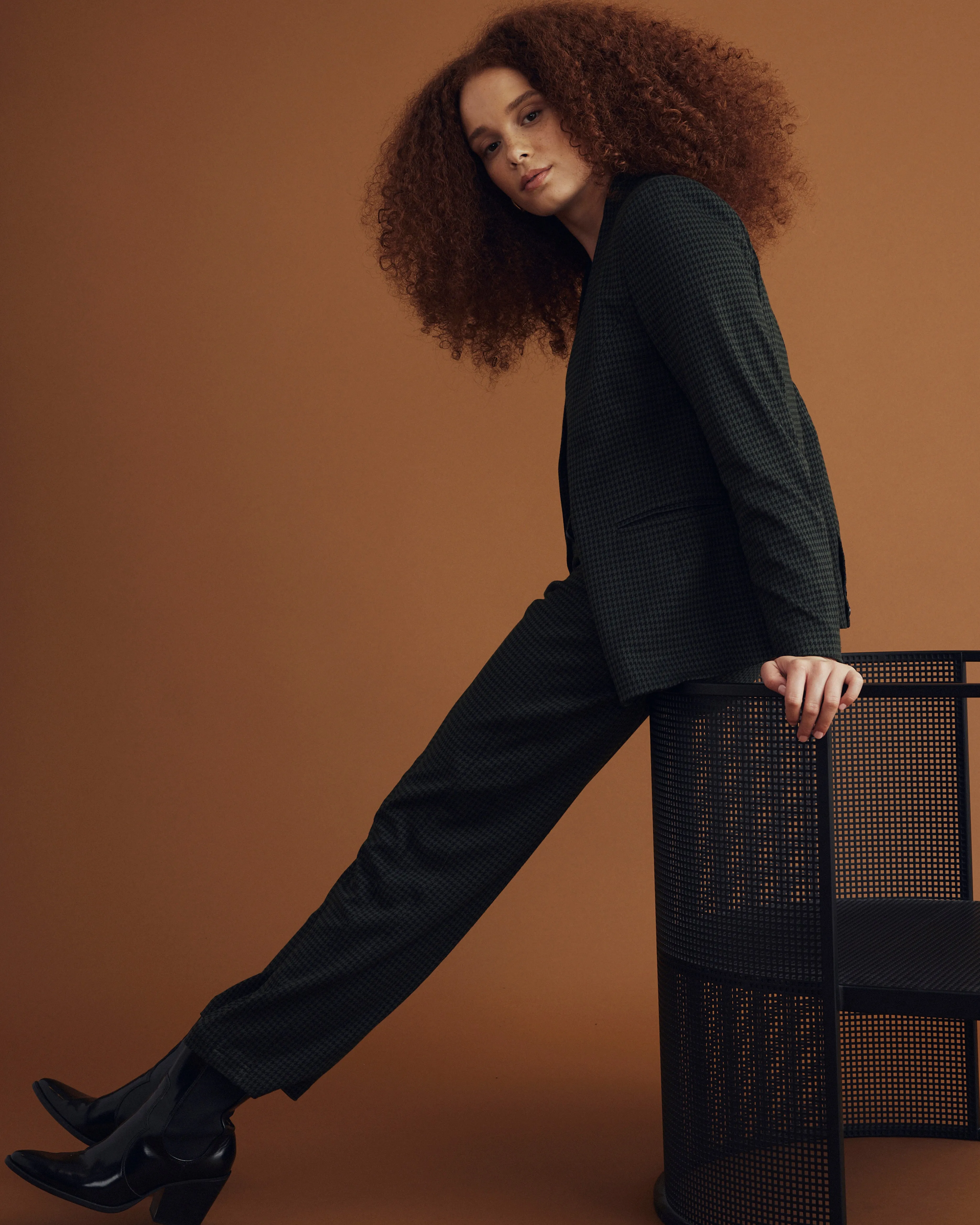 Audrey Tailored Ponte Pants - Forest Houndstooth sold by Universal Standard