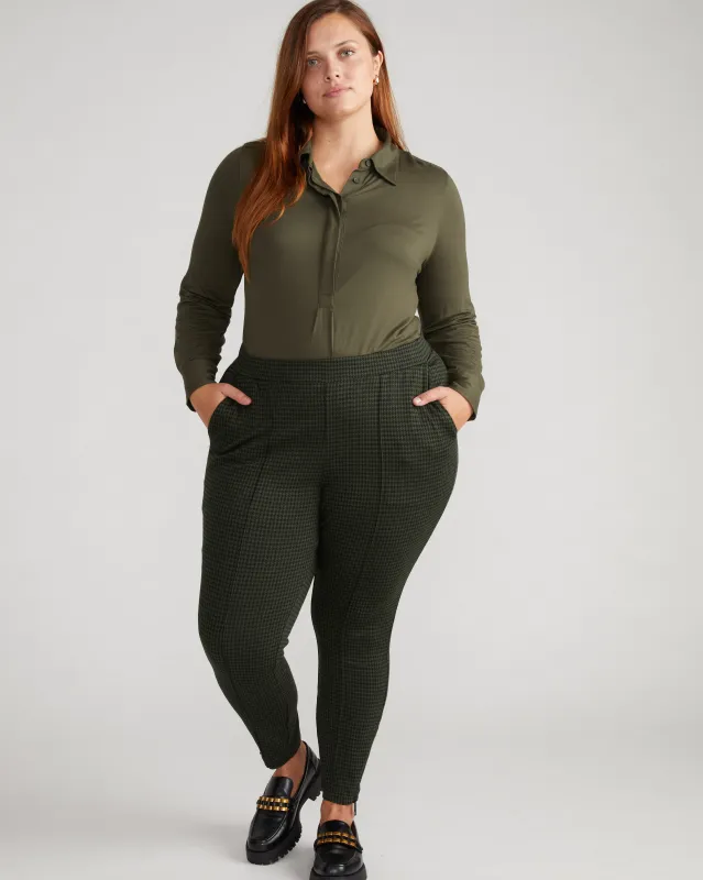 Moro Pintuck Pocket Ponte Pants - Forest Houndstooth sold by Universal Standard