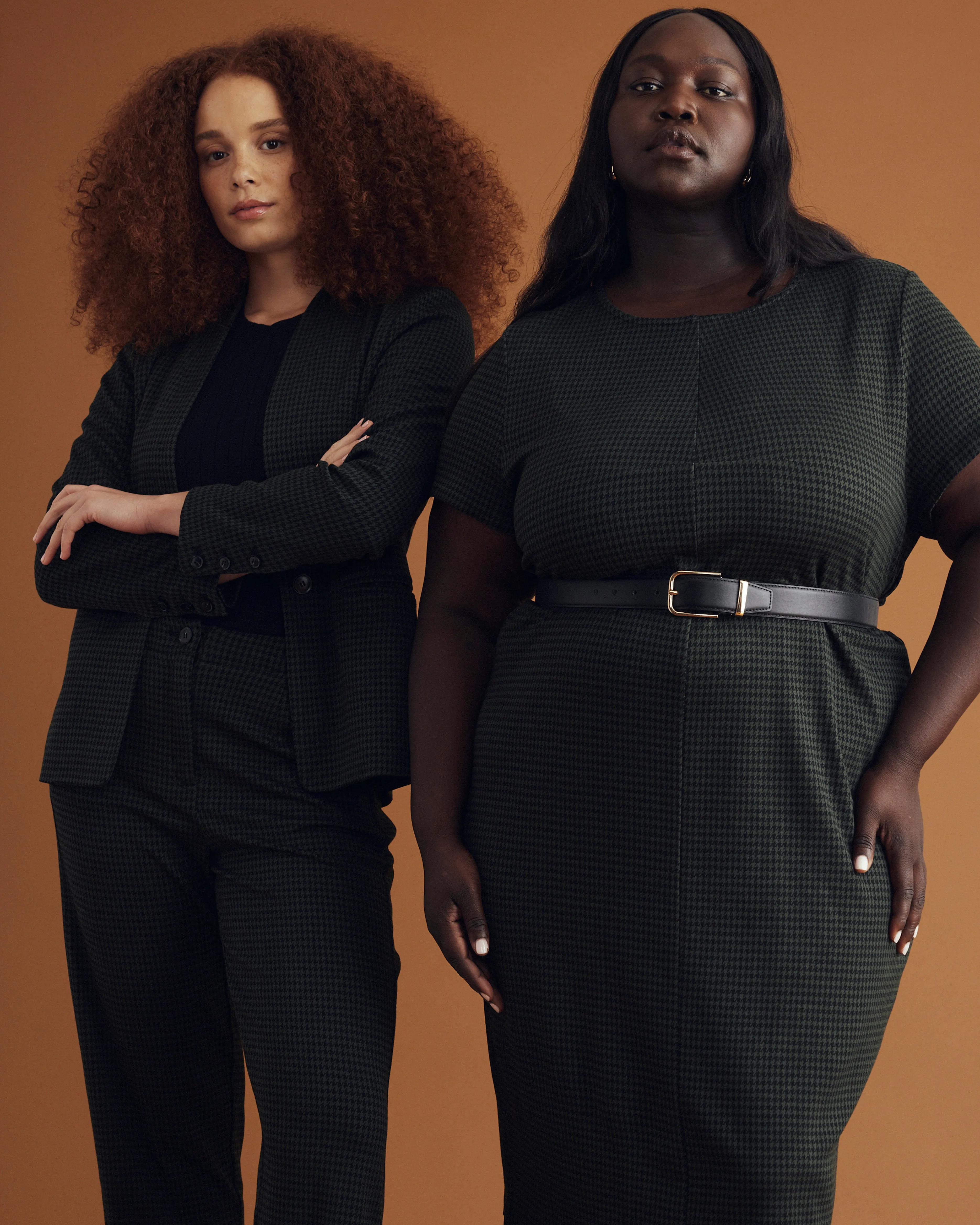 Executive Ponte Dress - Forest Houndstooth sold by Universal Standard