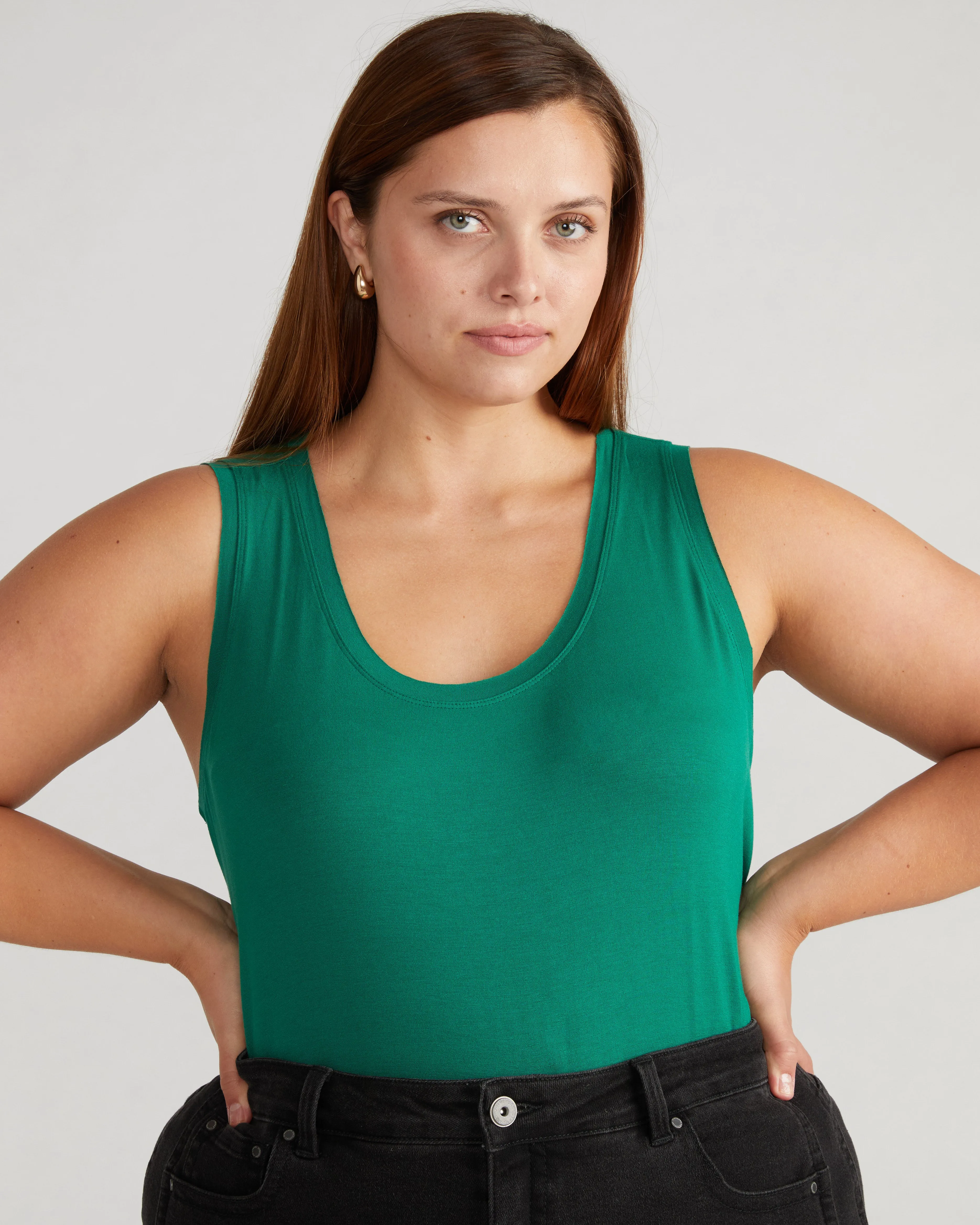 Hudson Liquid Jersey Tank - Lily Pad sold by Universal Standard