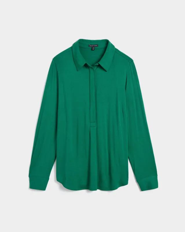 Elbe Popover Liquid Jersey Shirt Classic Fit - Lily Pad made by Universal Standard
