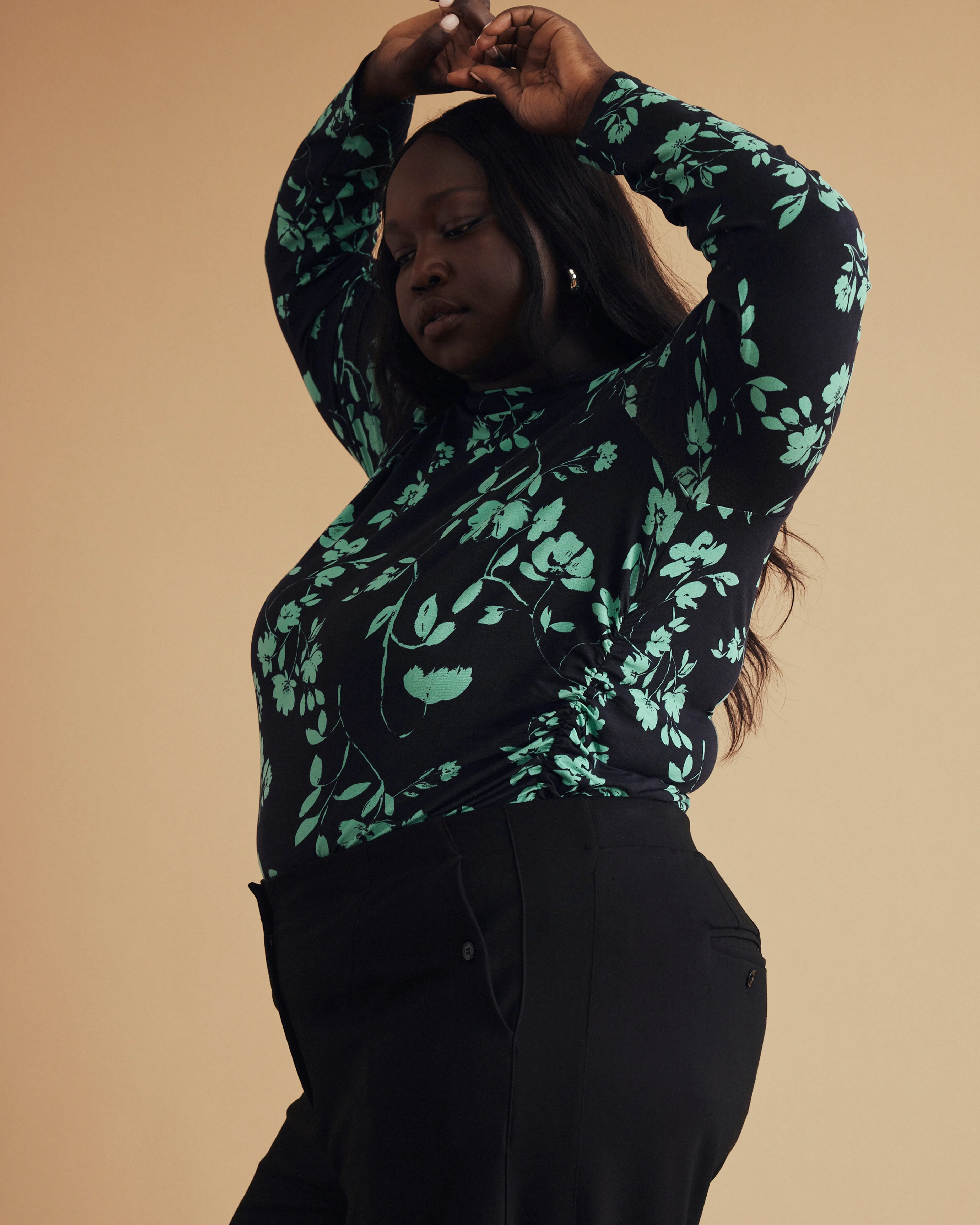 Louise Long Sleeve Liquid Jersey Top - Midnight Garden Print sold by Universal Standard product image thumbnail 3