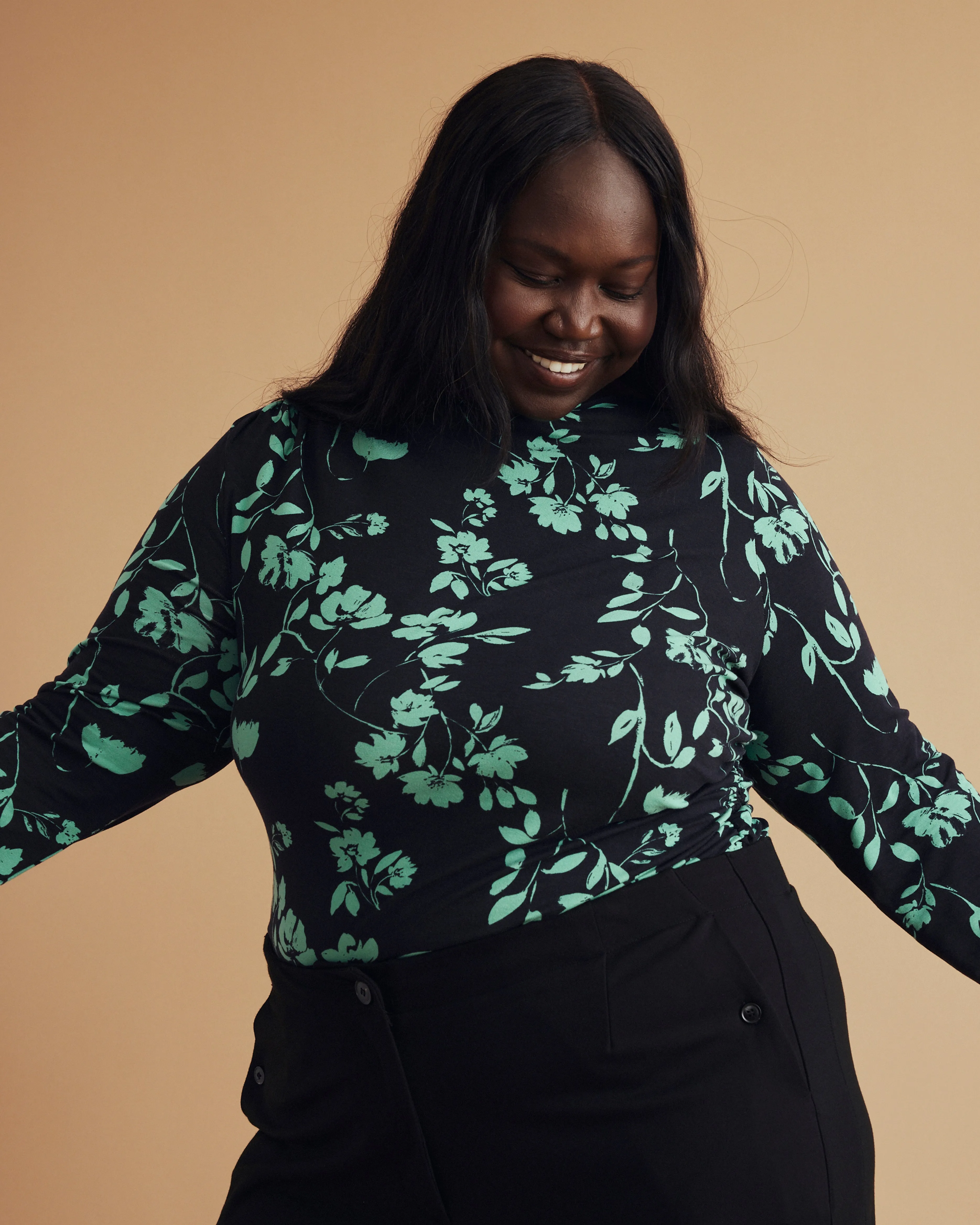 Louise Long Sleeve Liquid Jersey Top - Midnight Garden Print sold by Universal Standard product image thumbnail 2