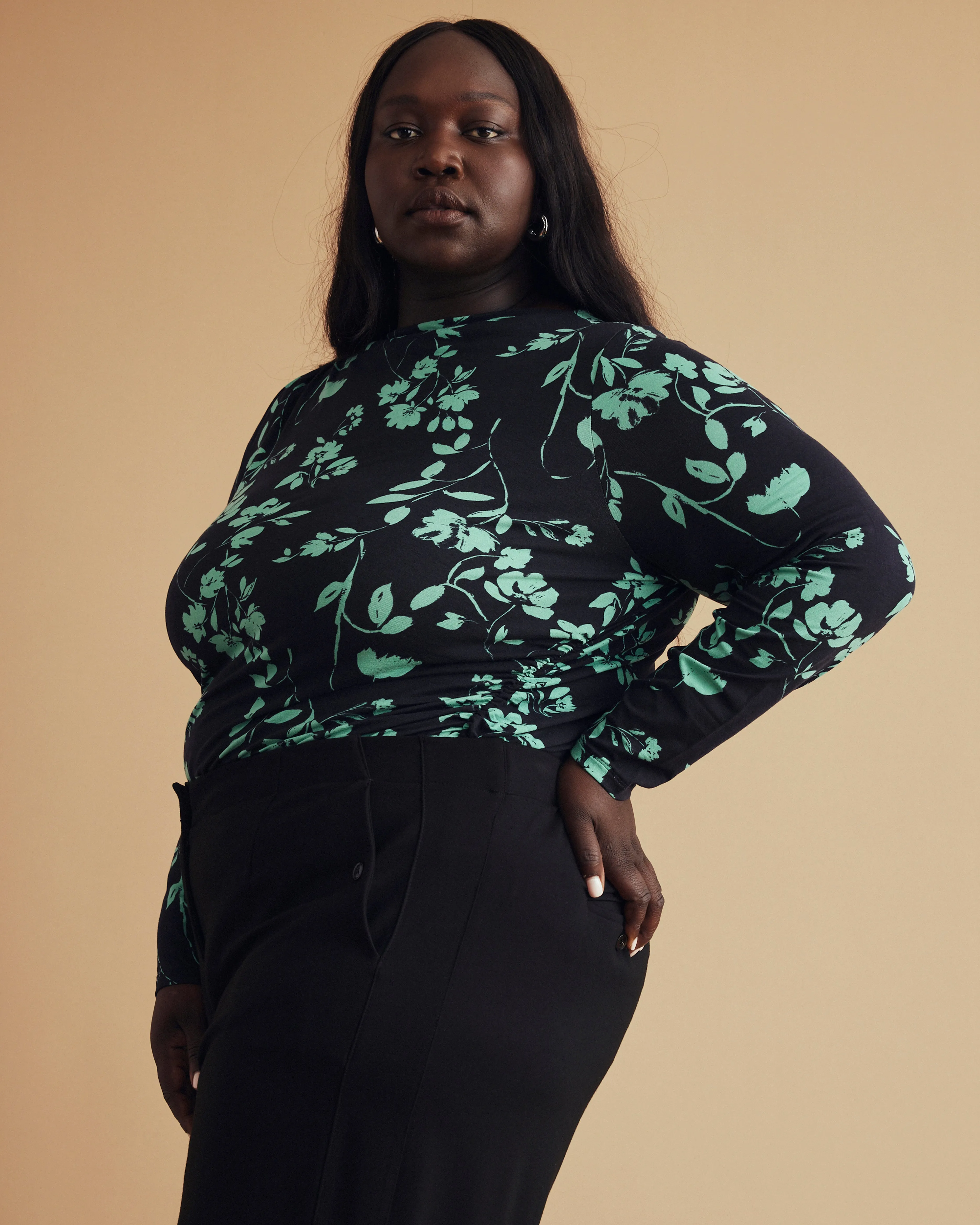 Louise Long Sleeve Liquid Jersey Top - Midnight Garden Print sold by Universal Standard product image thumbnail 4