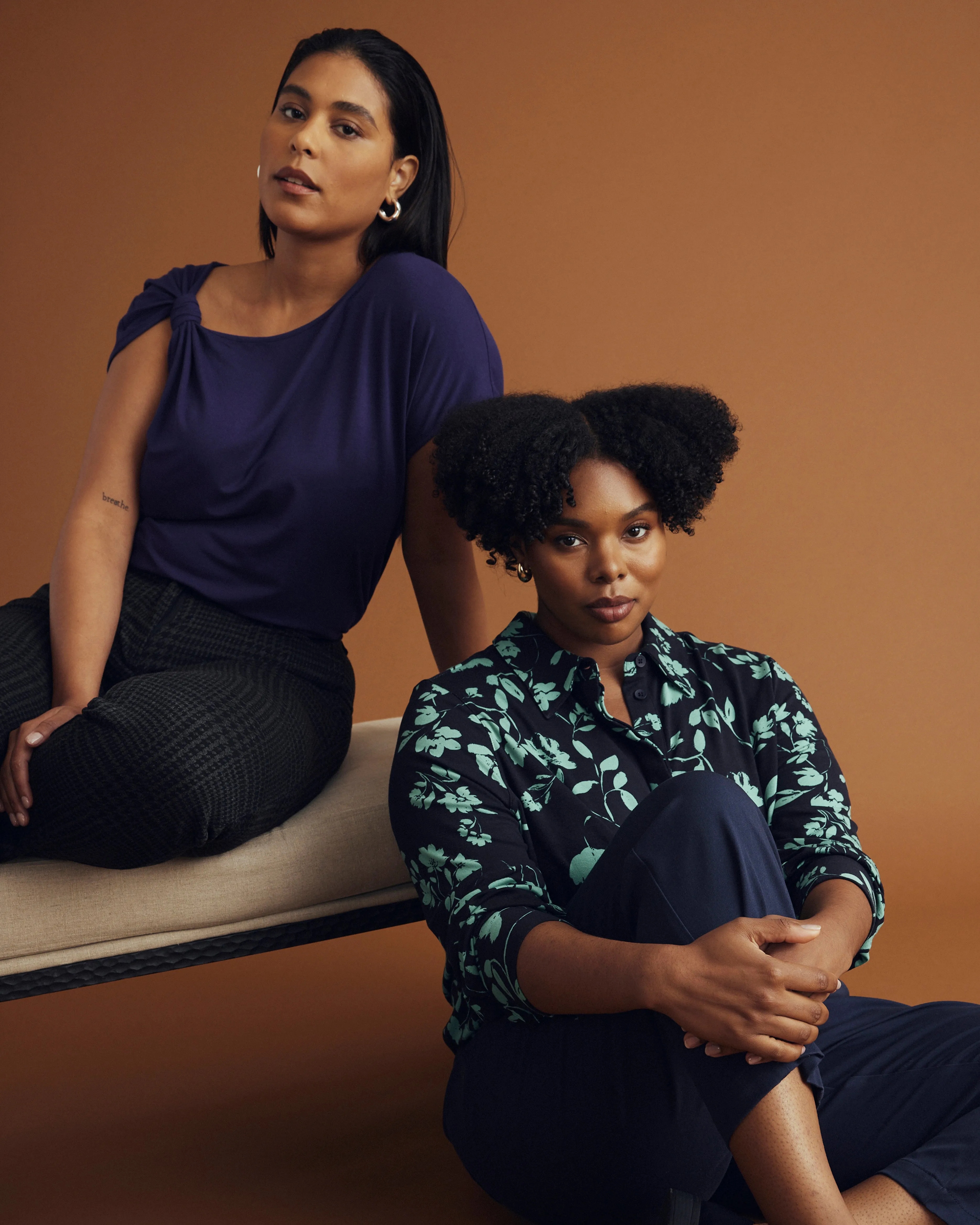 Elbe Liquid Jersey Shirt Classic Fit - Midnight Garden Print sold by Universal Standard