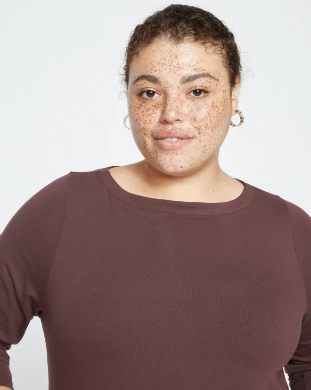 Long Sleeve Bella Boatneck Tee - Brulee sold by Universal Standard