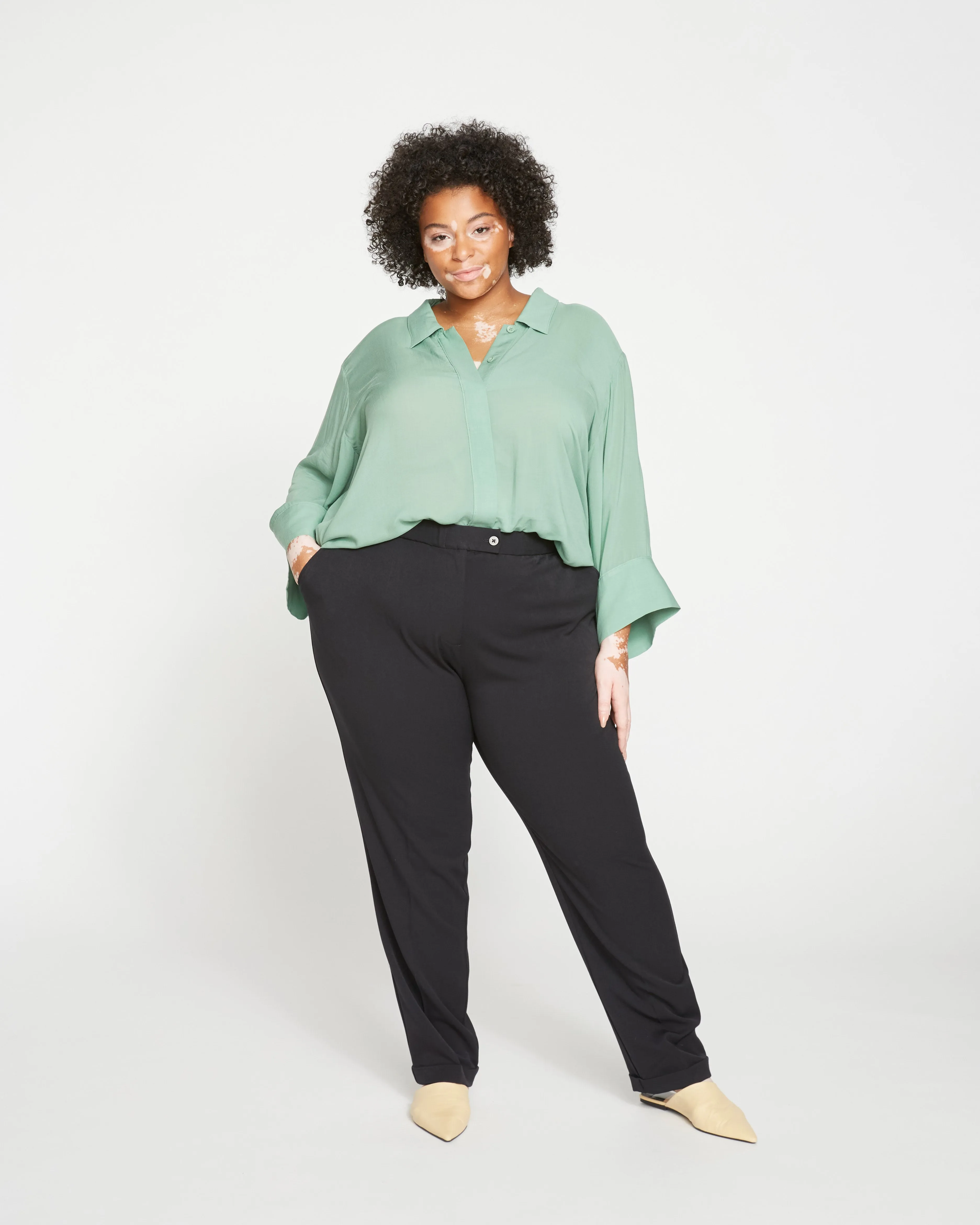 All Day Cuffed Cigarette Pants - Black sold by Universal Standard
