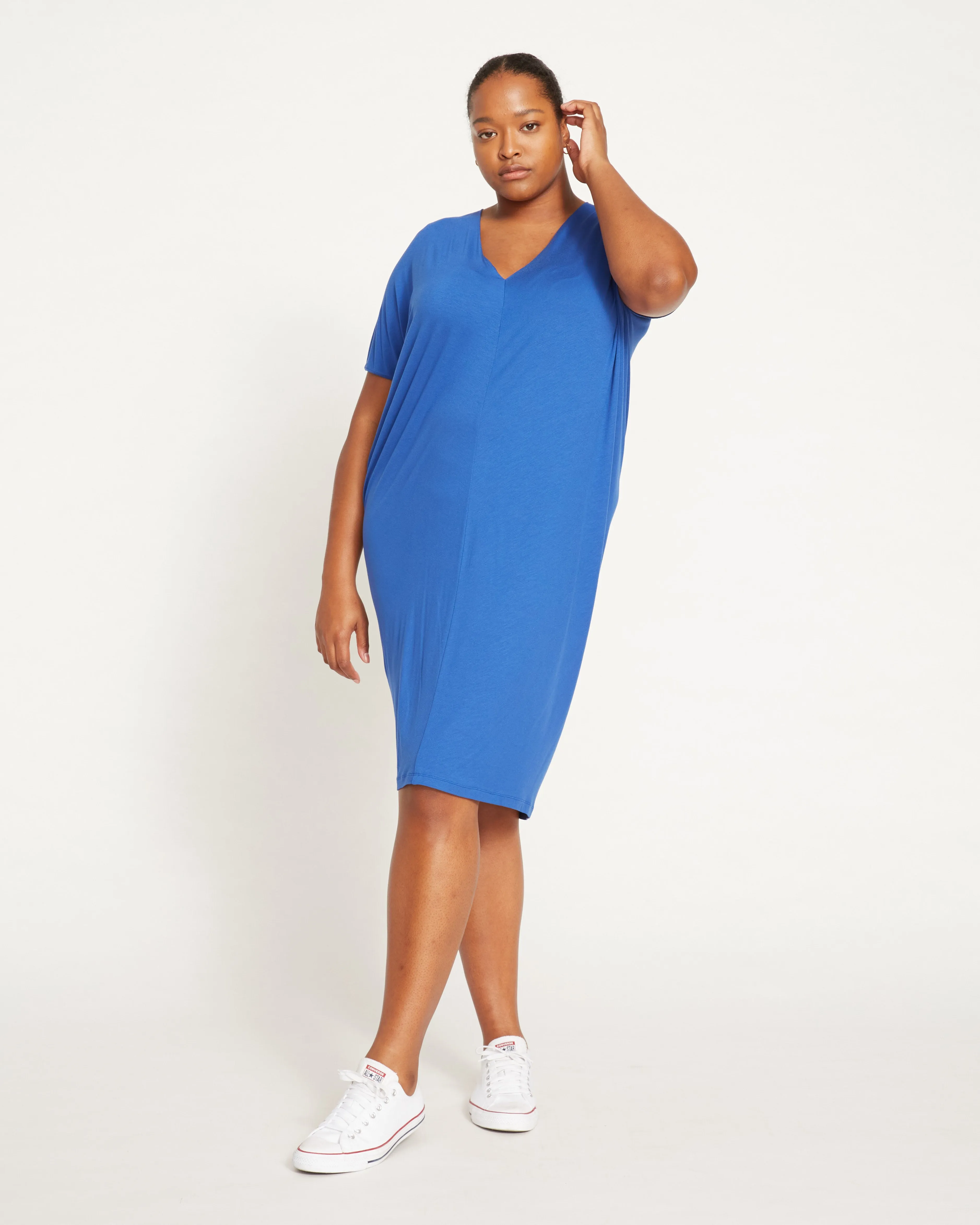 Teresa Liquid Jersey V-Neck Dress - Royal Blue sold by Universal Standard