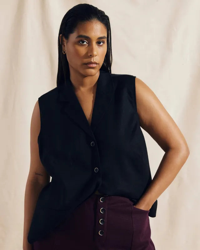 Hanover Linen Vest - Black sold by Universal Standard