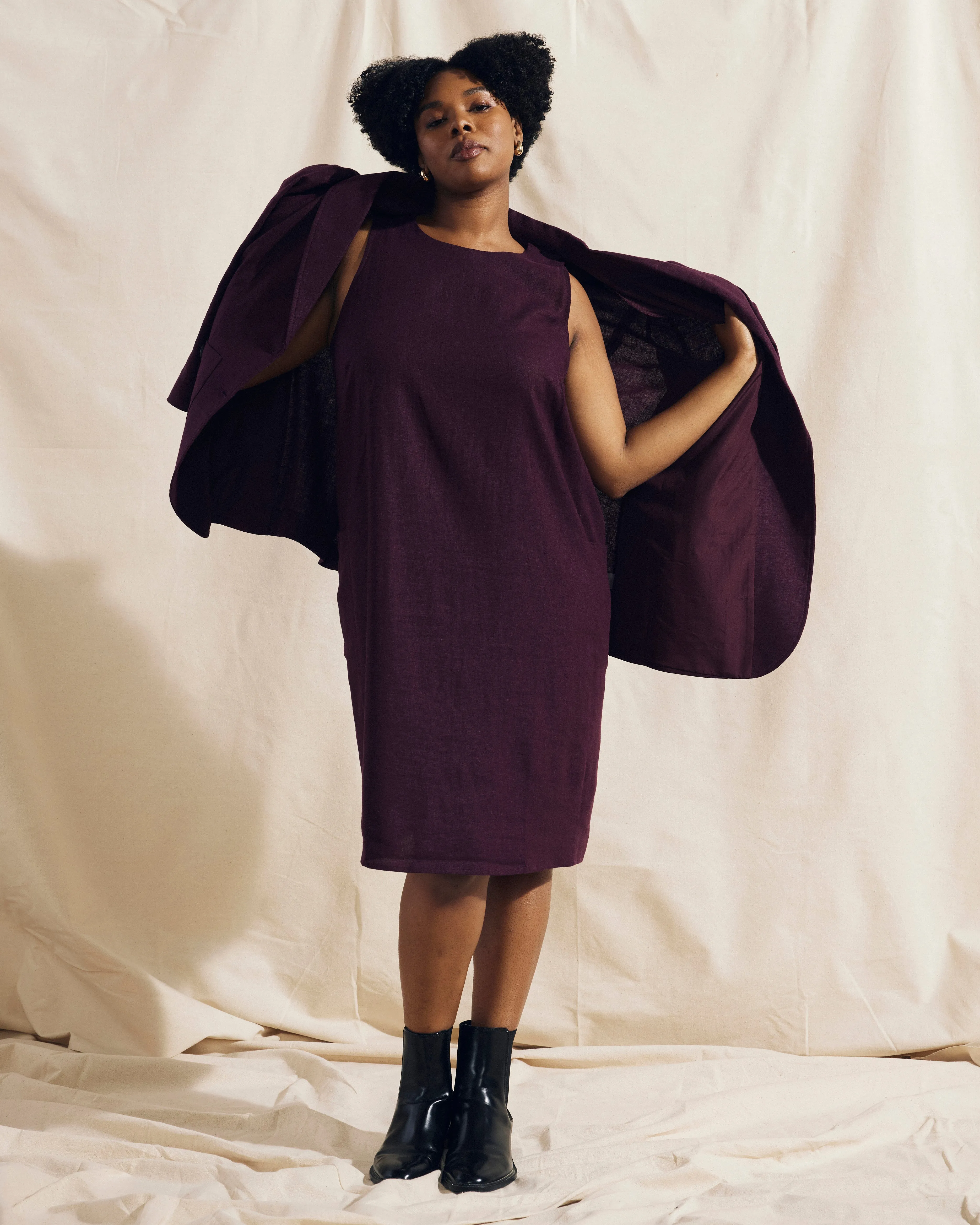 Terrace Linen Shift Dress - Acai sold by Universal Standard