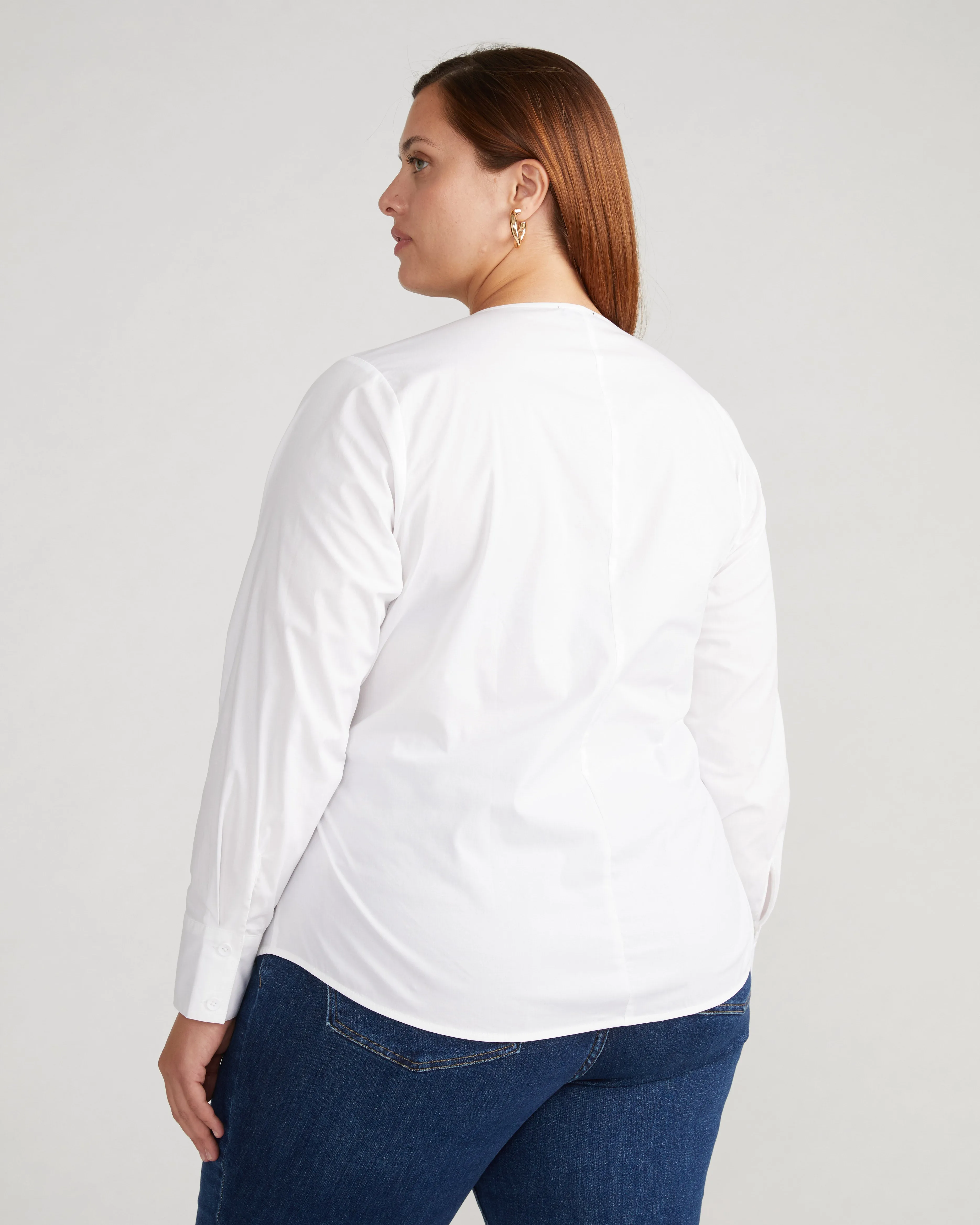 Beacon Stretch Poplin Wrap Shirt - White sold by Universal Standard product image thumbnail 3