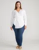 Beacon Stretch Poplin Wrap Shirt - White sold by Universal Standard