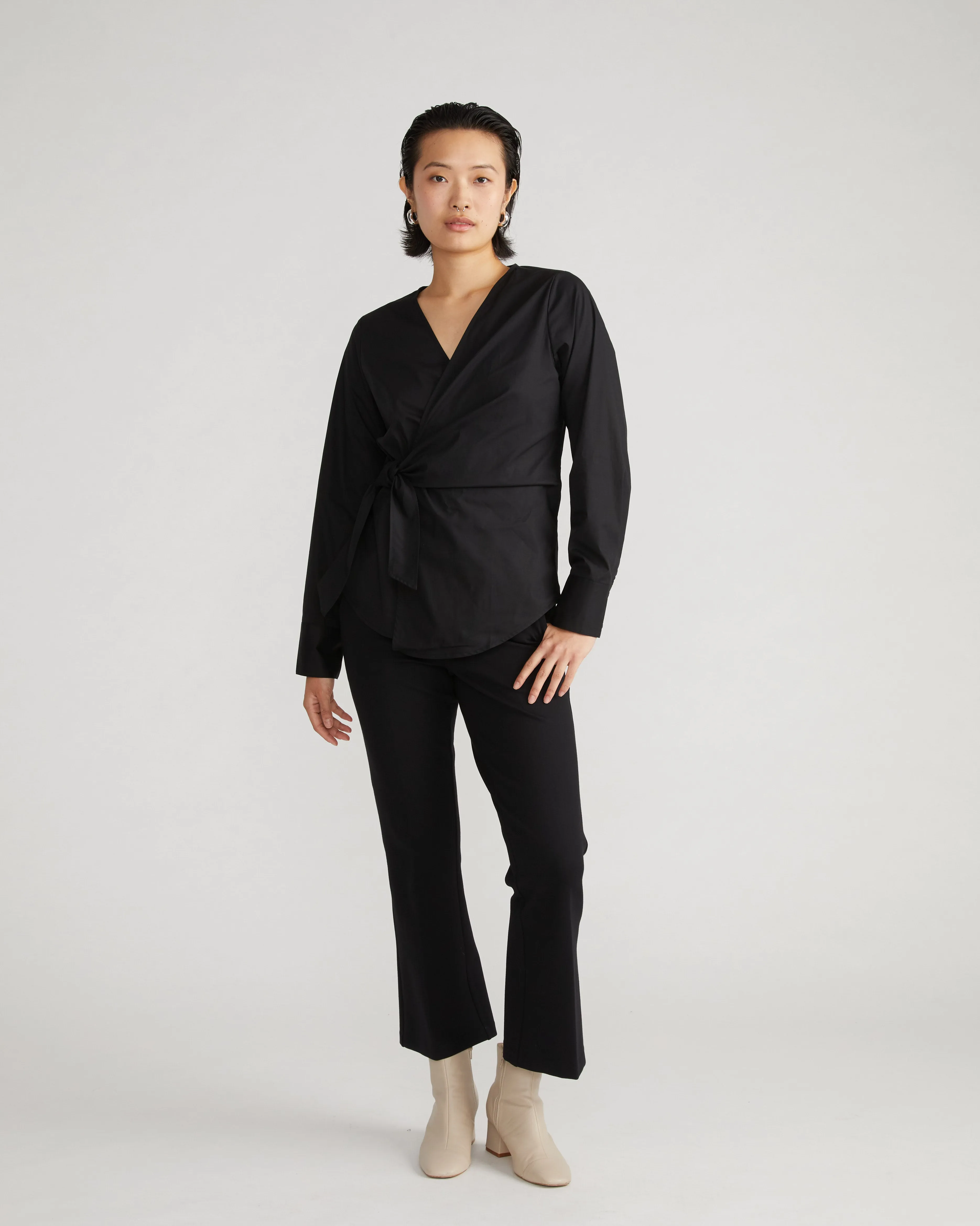 Beacon Stretch Poplin Wrap Shirt - Black sold by Universal Standard product image thumbnail 2