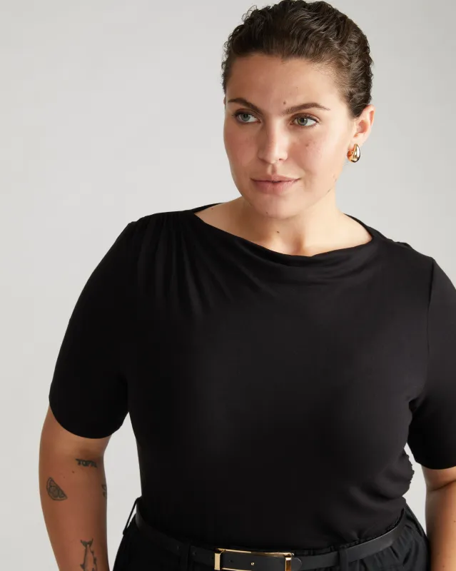Louise Short Sleeve Liquid Jersey Top - Black sold by Universal Standard