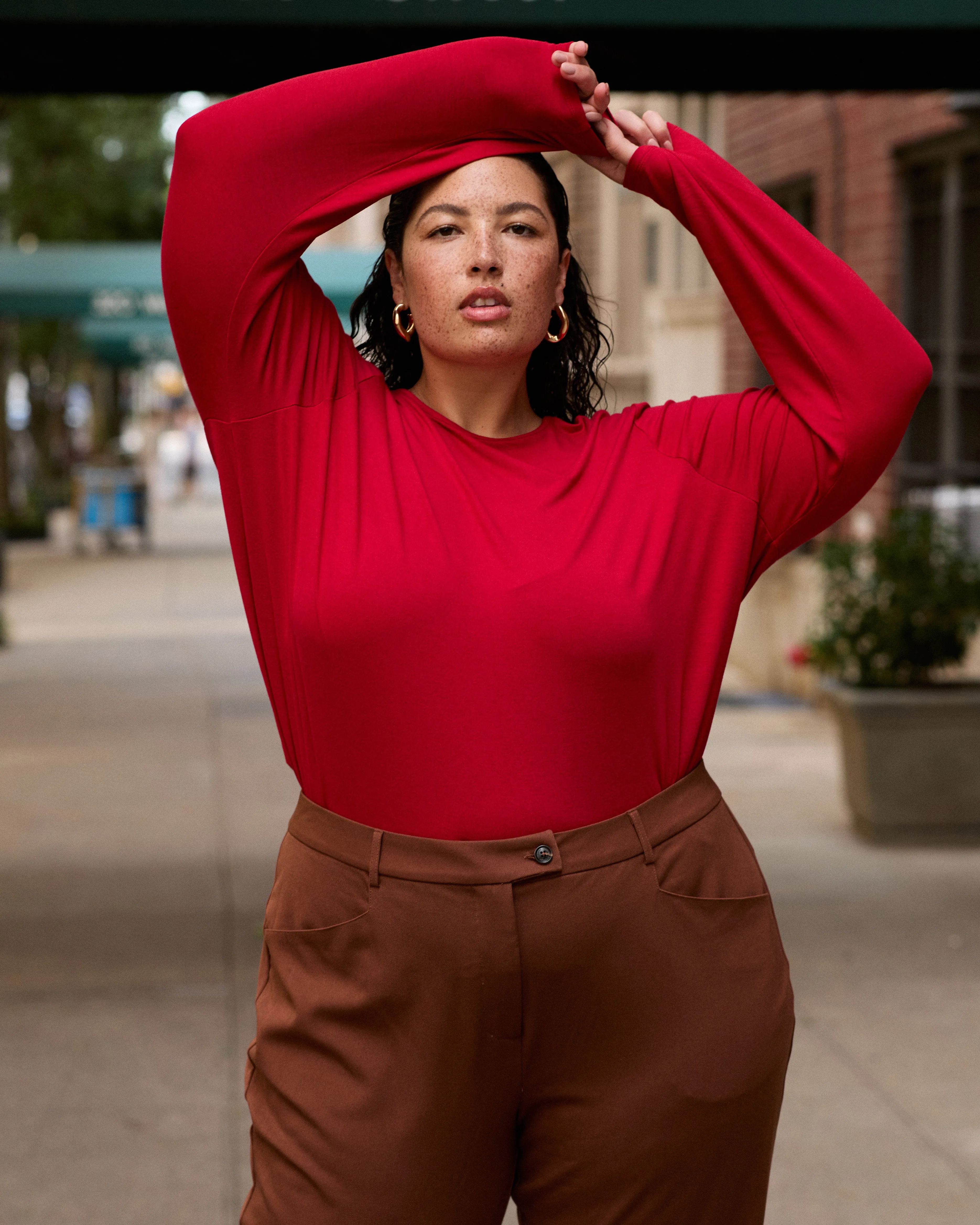 Joan Liquid Jersey Long Sleeve Top - New York Red sold by Universal Standard