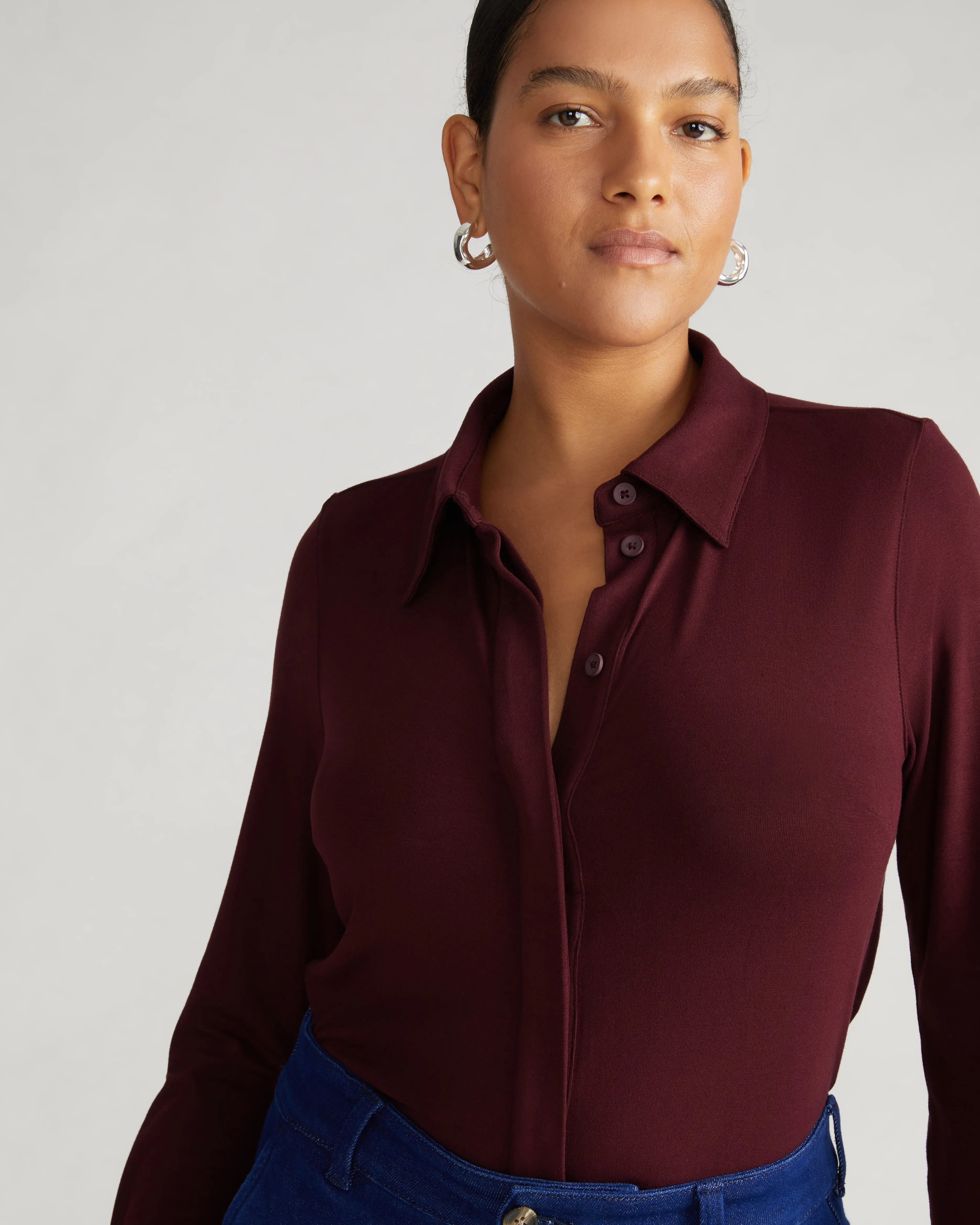 Elbe Liquid Jersey Shirt Classic Fit - Black Cherry sold by Universal Standard product image thumbnail 3