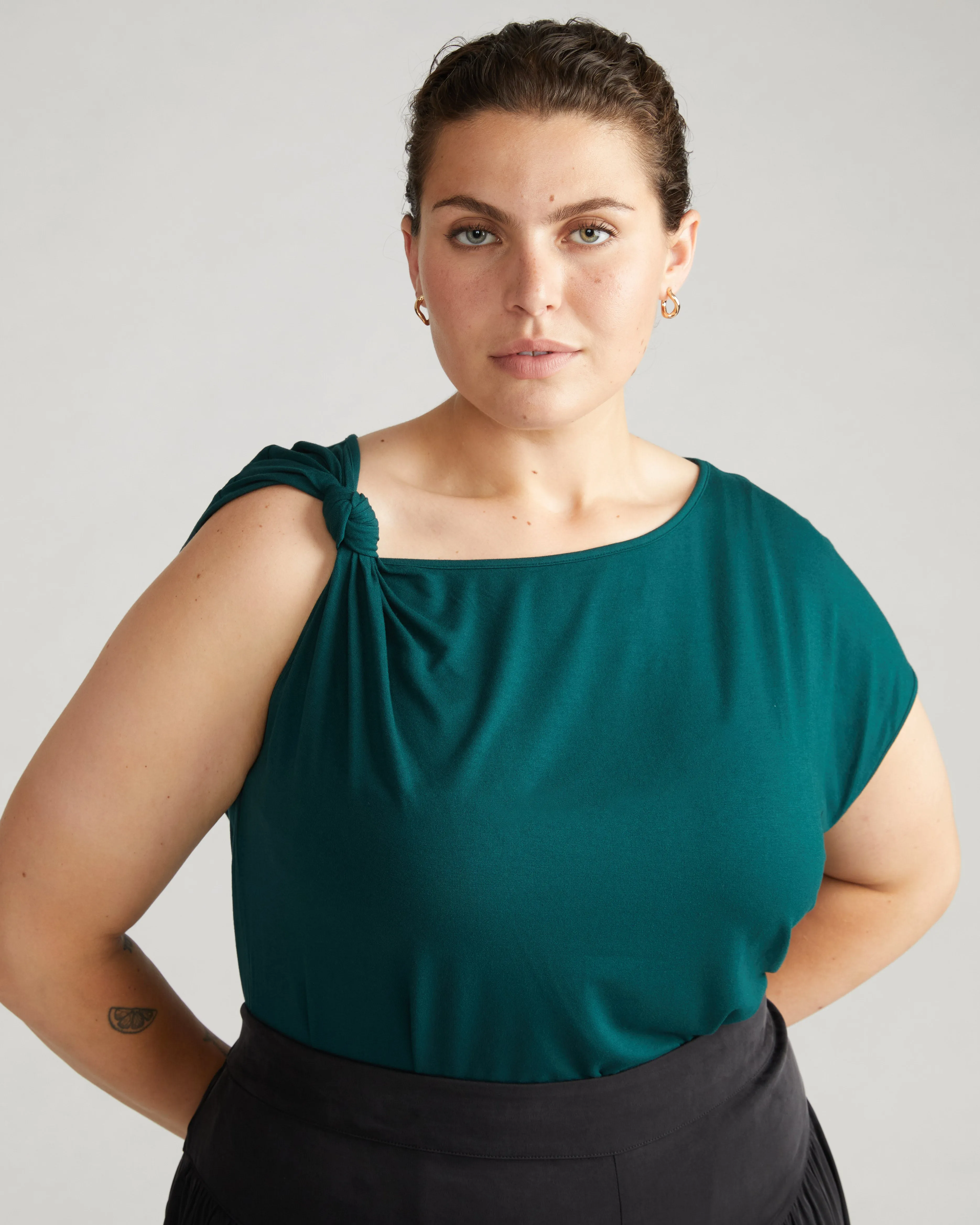 Estella Liquid Jersey Knot Tank - Forest Green sold by Universal Standard product image thumbnail 3