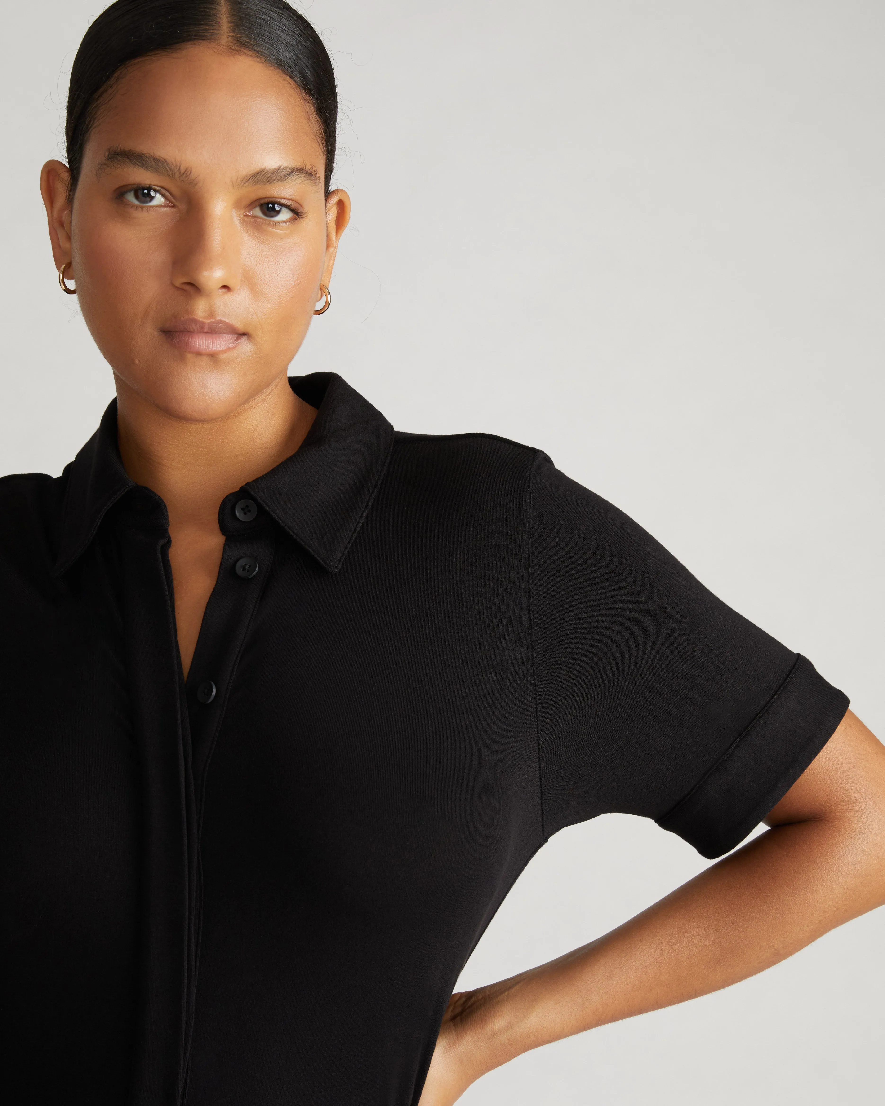 Chelsea Liquid Jersey Short Sleeve Shirt - Black sold by Universal Standard product image thumbnail 2