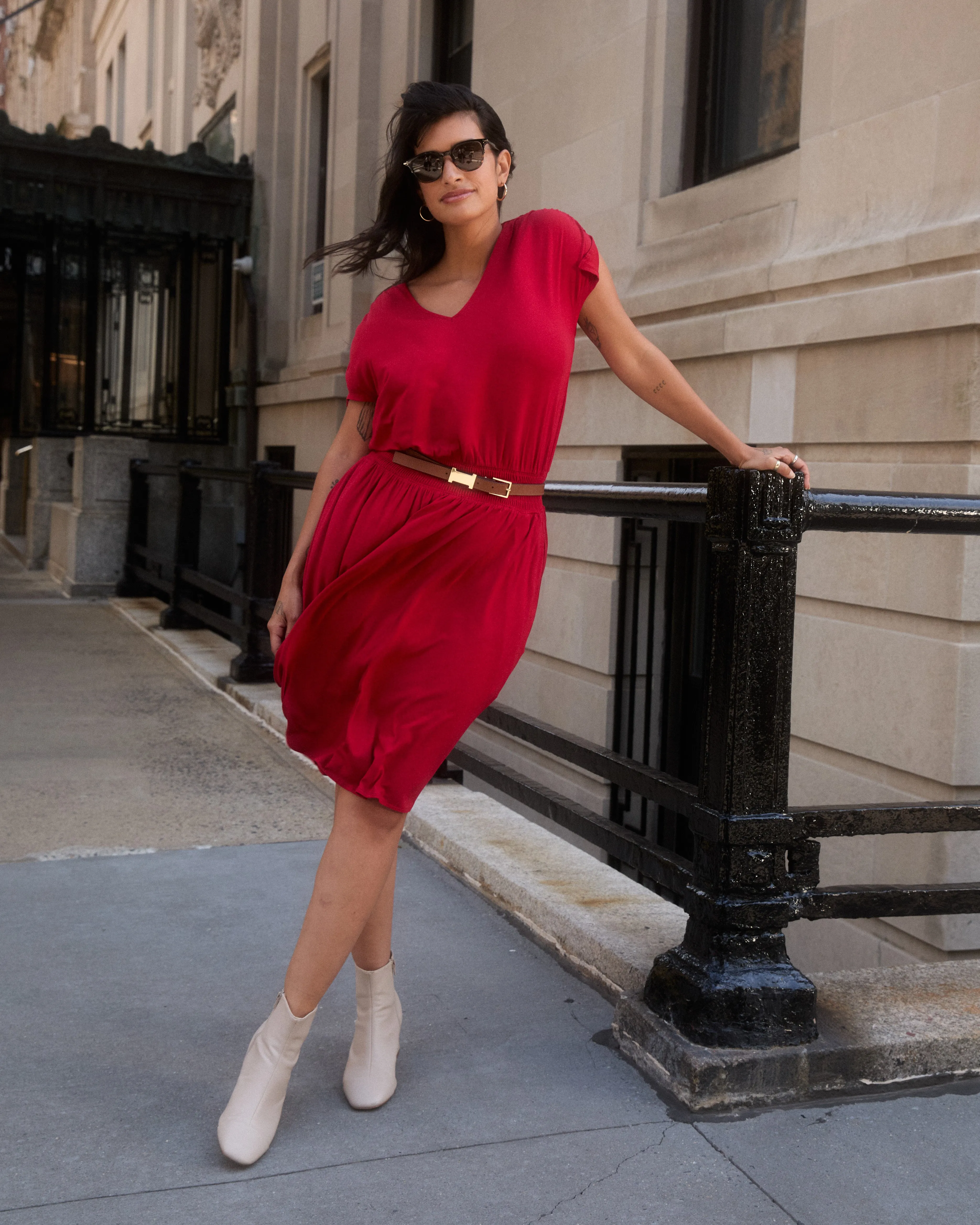 Minetta Liquid Jersey Dress - New York Red sold by Universal Standard