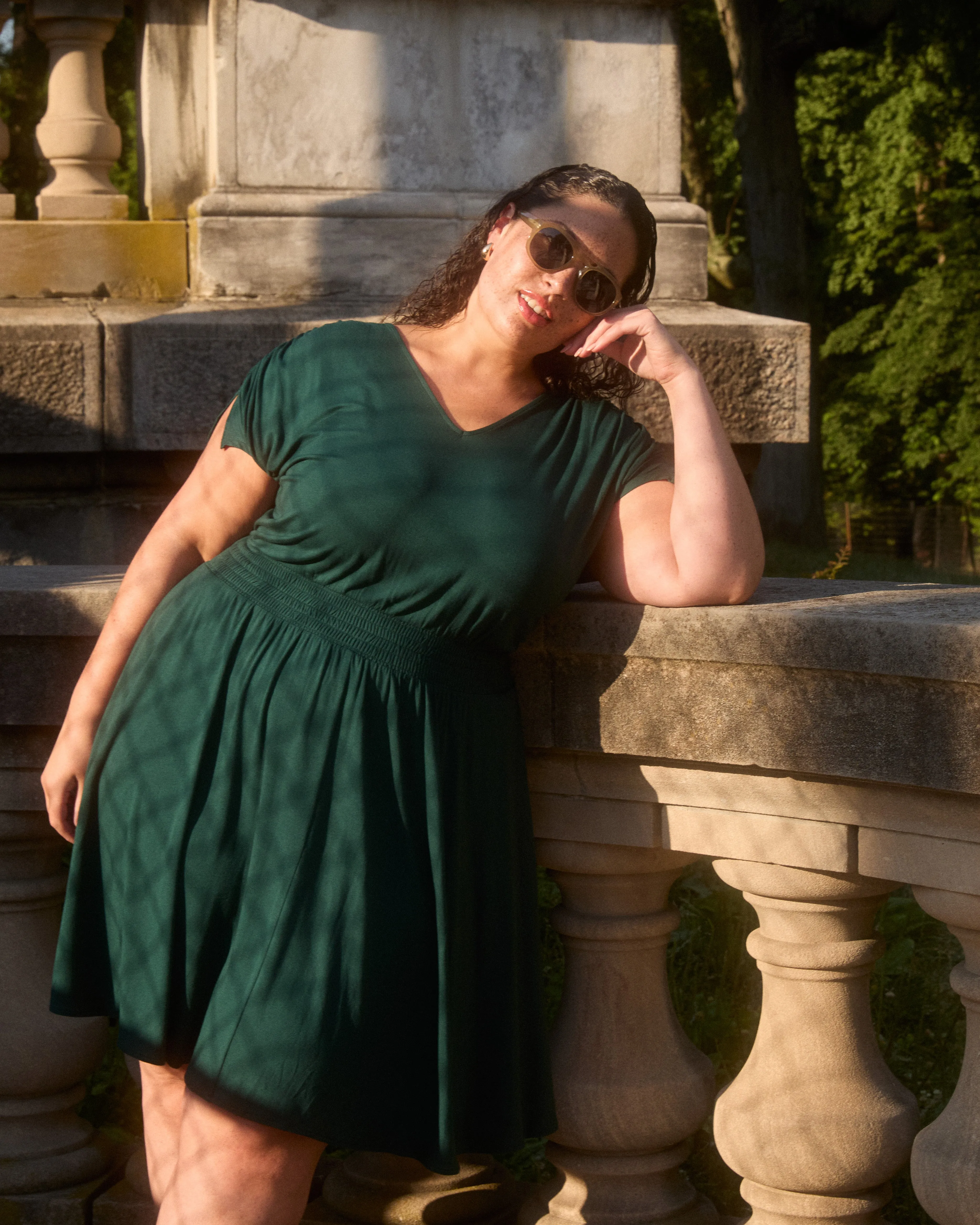 Minetta Liquid Jersey Dress - Forest Green sold by Universal Standard