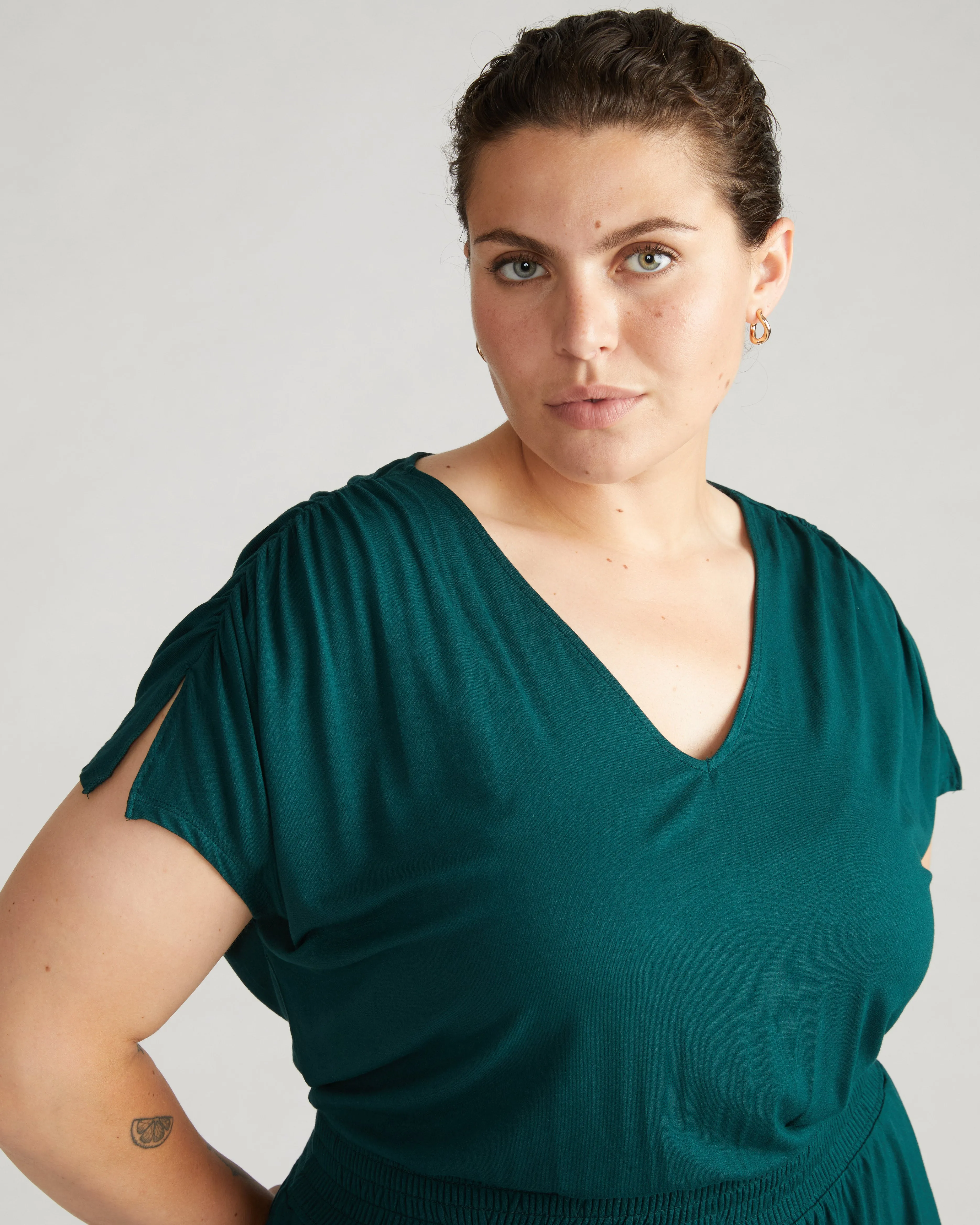 Minetta Liquid Jersey Dress - Forest Green sold by Universal Standard product image thumbnail 3