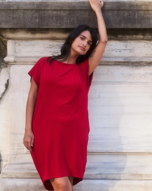 Helen Liquid Jersey Shift Dress - New York Red sold by Universal Standard