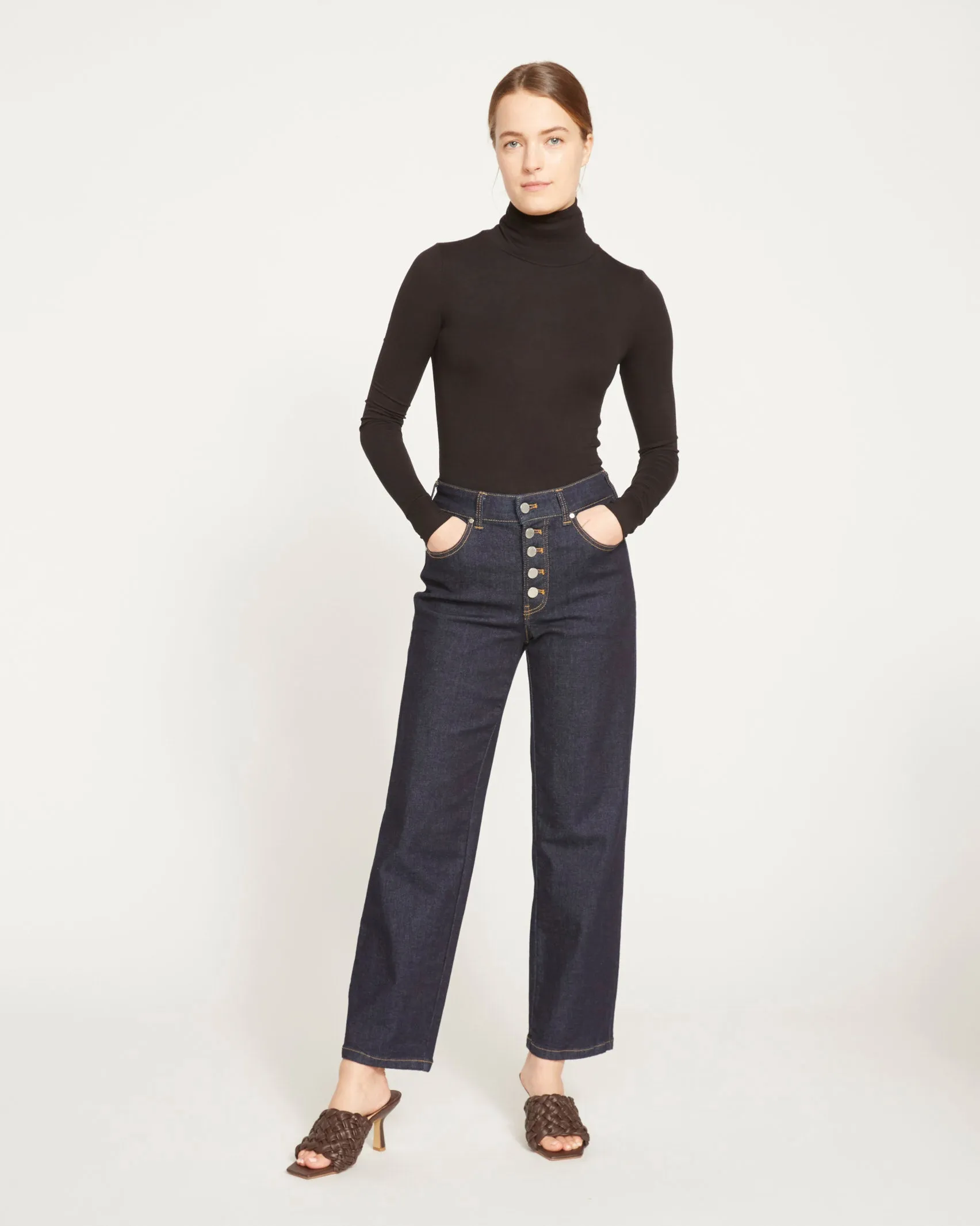 Dolly High Rise Button Fly Straight Leg Jeans - Vintage Indigo Selvedge sold by Universal Standard product image thumbnail 4