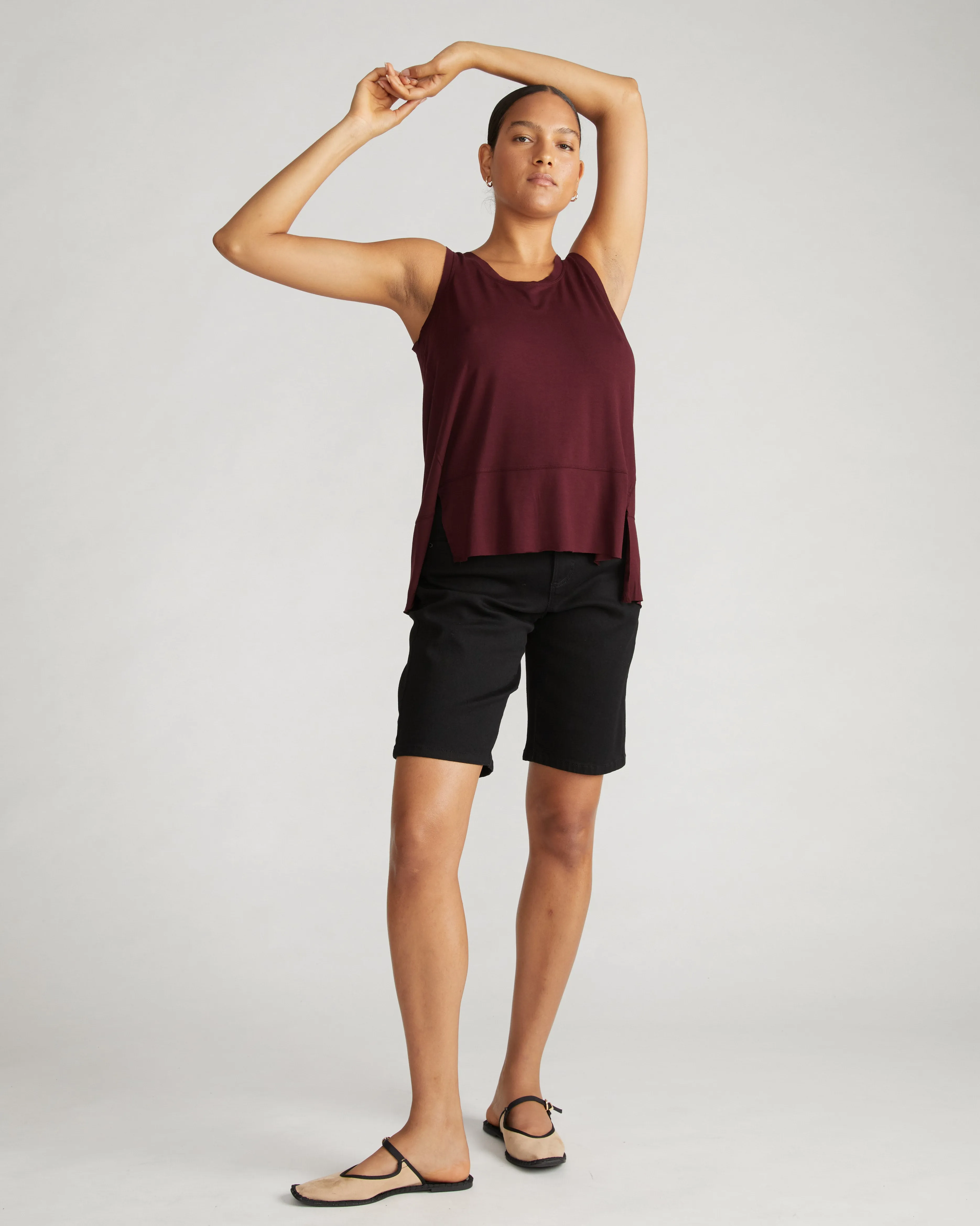 Hudson Liquid Jersey Tank - Black Cherry sold by Universal Standard