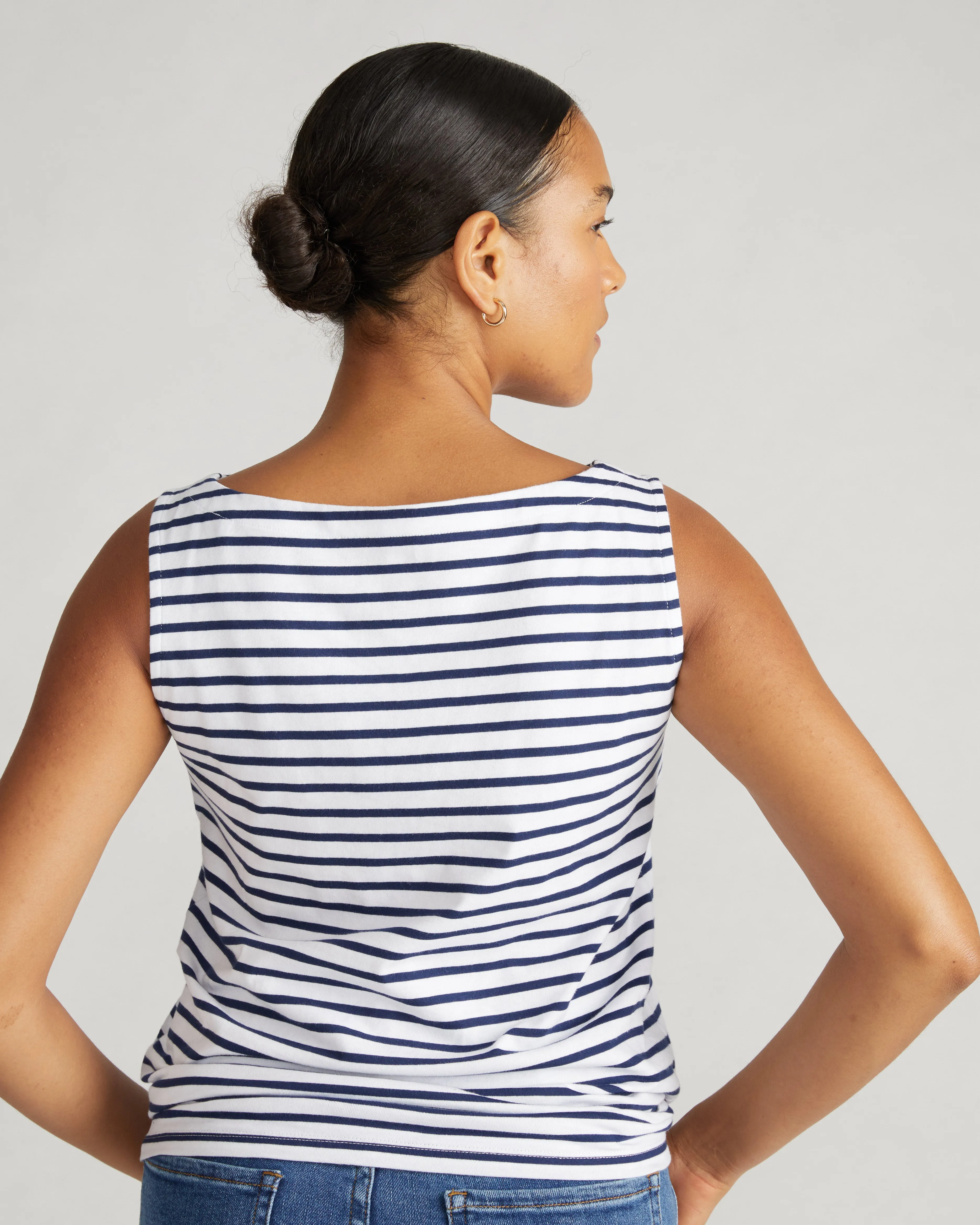 Noyack Breton Stripe Boatneck Tank - White/Cenote Stripe sold by Universal Standard product image thumbnail 3