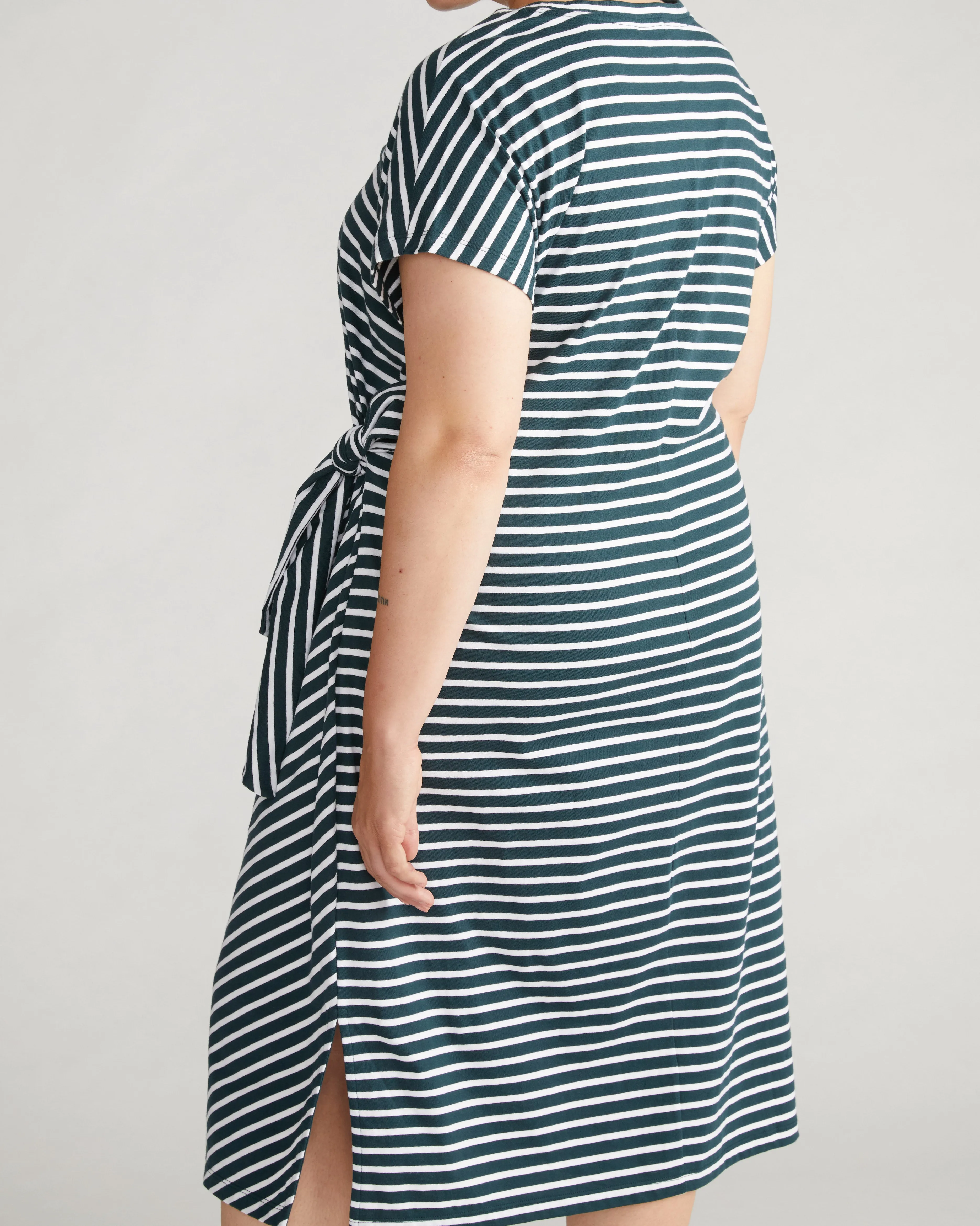 Crescent Breton Stripe Knot Dress - Deep Sea/White Stripe sold by Universal Standard product image thumbnail 3