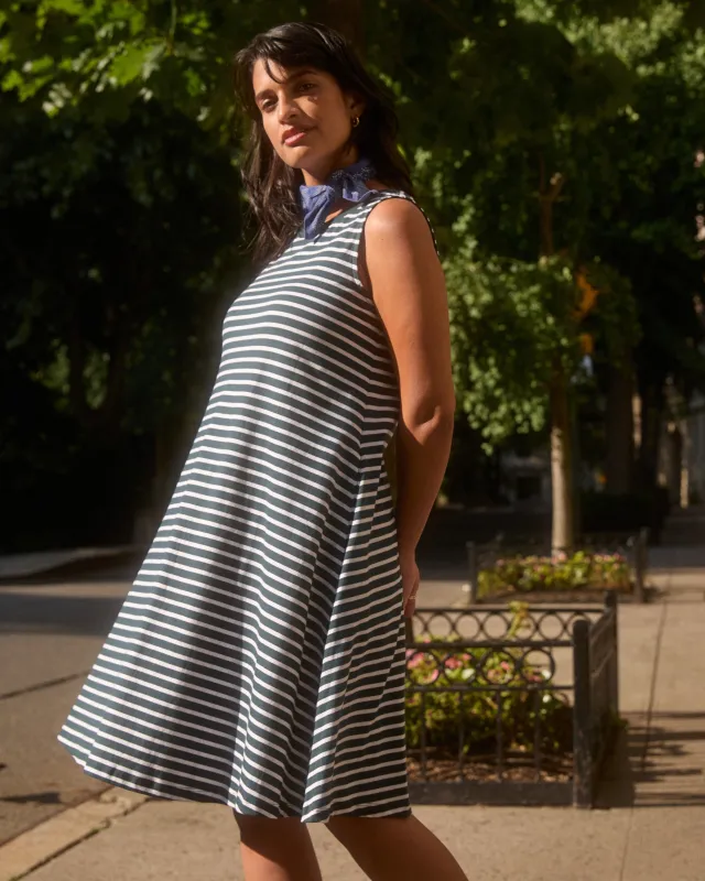 Bay Breton Stripe Sleeveless Dress - Deep Sea/White Stripe made by Universal Standard