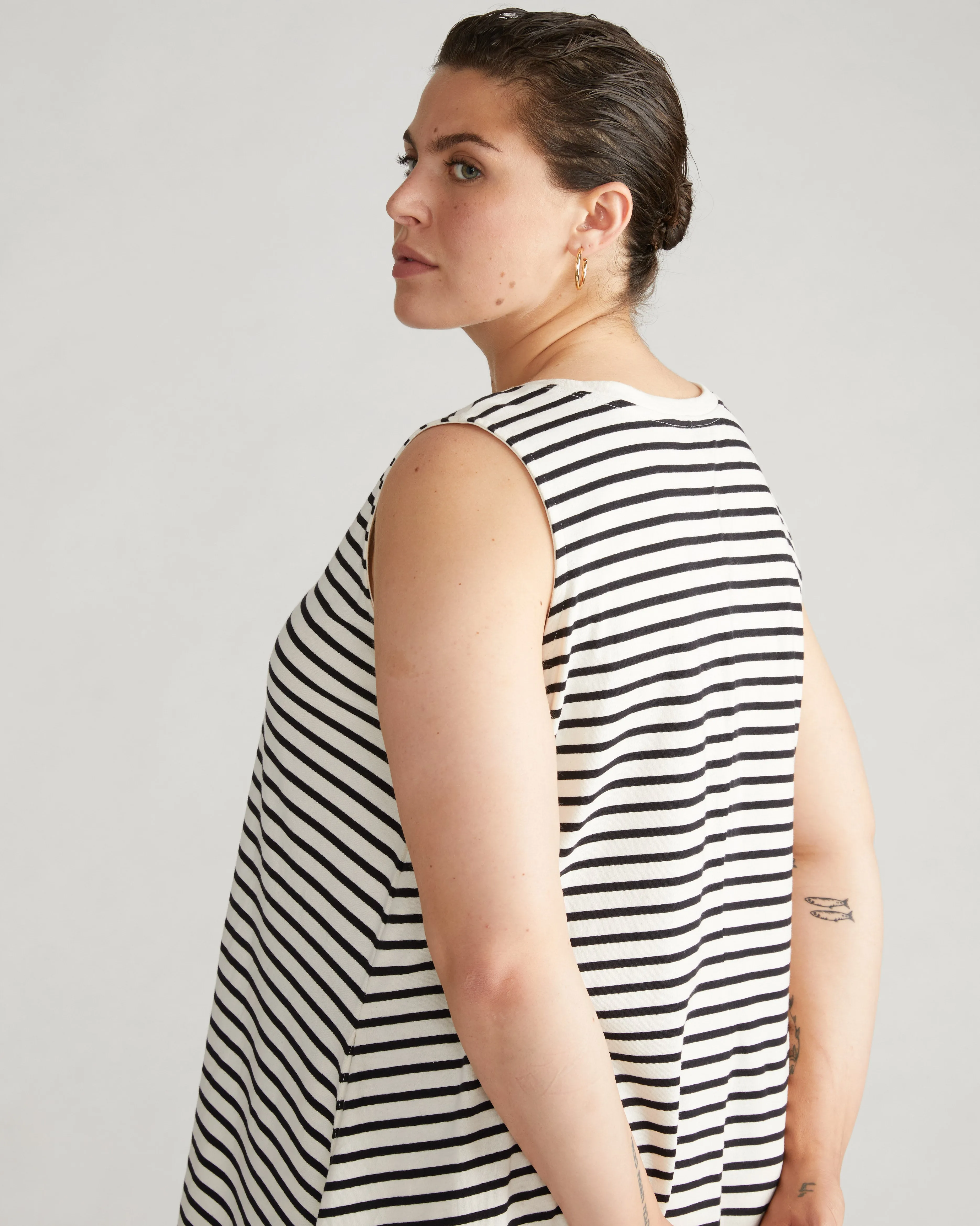 Bay Breton Stripe Sleeveless Dress - Ecru/Black Stripe sold by Universal Standard product image thumbnail 2