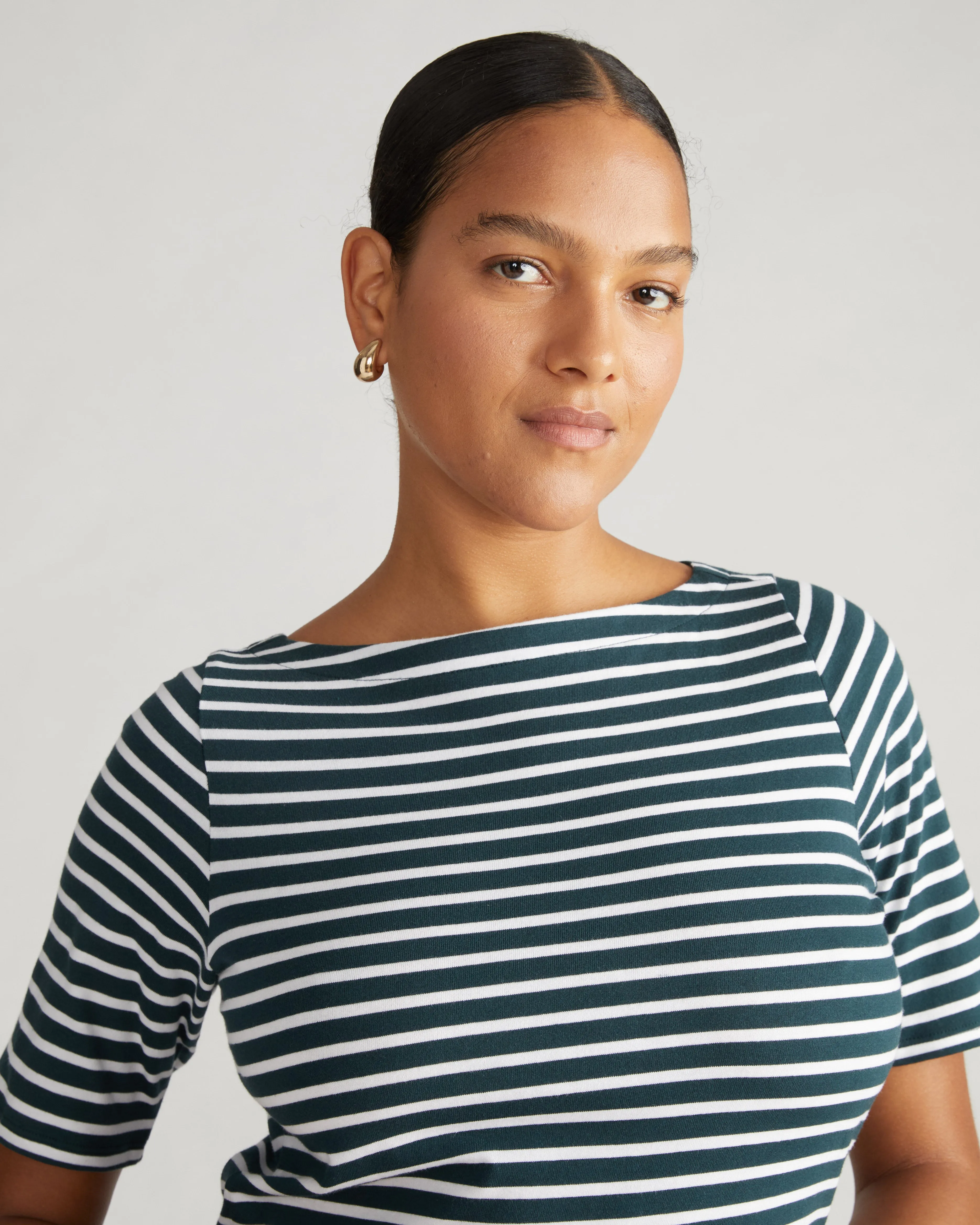 Belle Breton Stripe Jersey Dress - Deep Sea/White Stripe sold by Universal Standard product image thumbnail 2