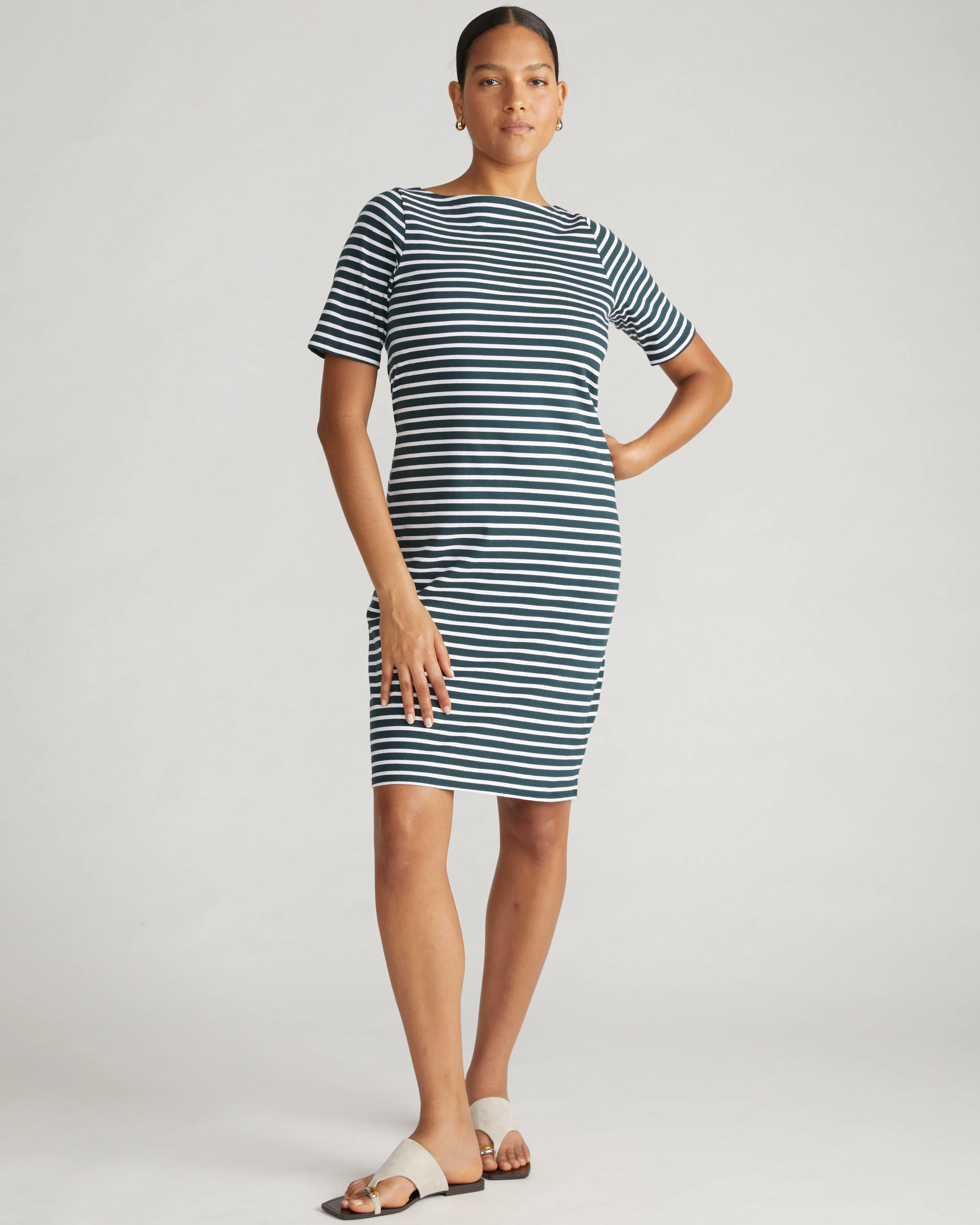 Belle Breton Stripe Jersey Dress - Deep Sea/White Stripe sold by Universal Standard product image thumbnail 3