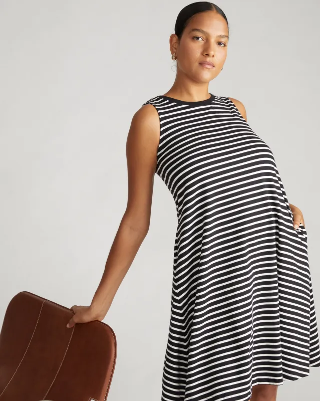 Bay Breton Stripe Sleeveless Dress - Black/White Stripe made by Universal Standard