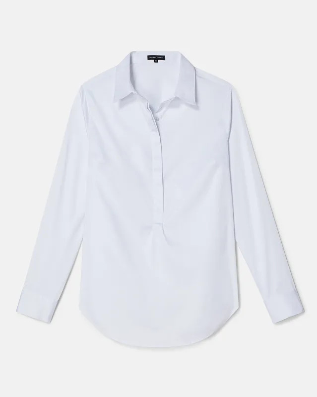 Elbe Popover Stretch Poplin Shirt Petite Fit - White sold by Universal Standard