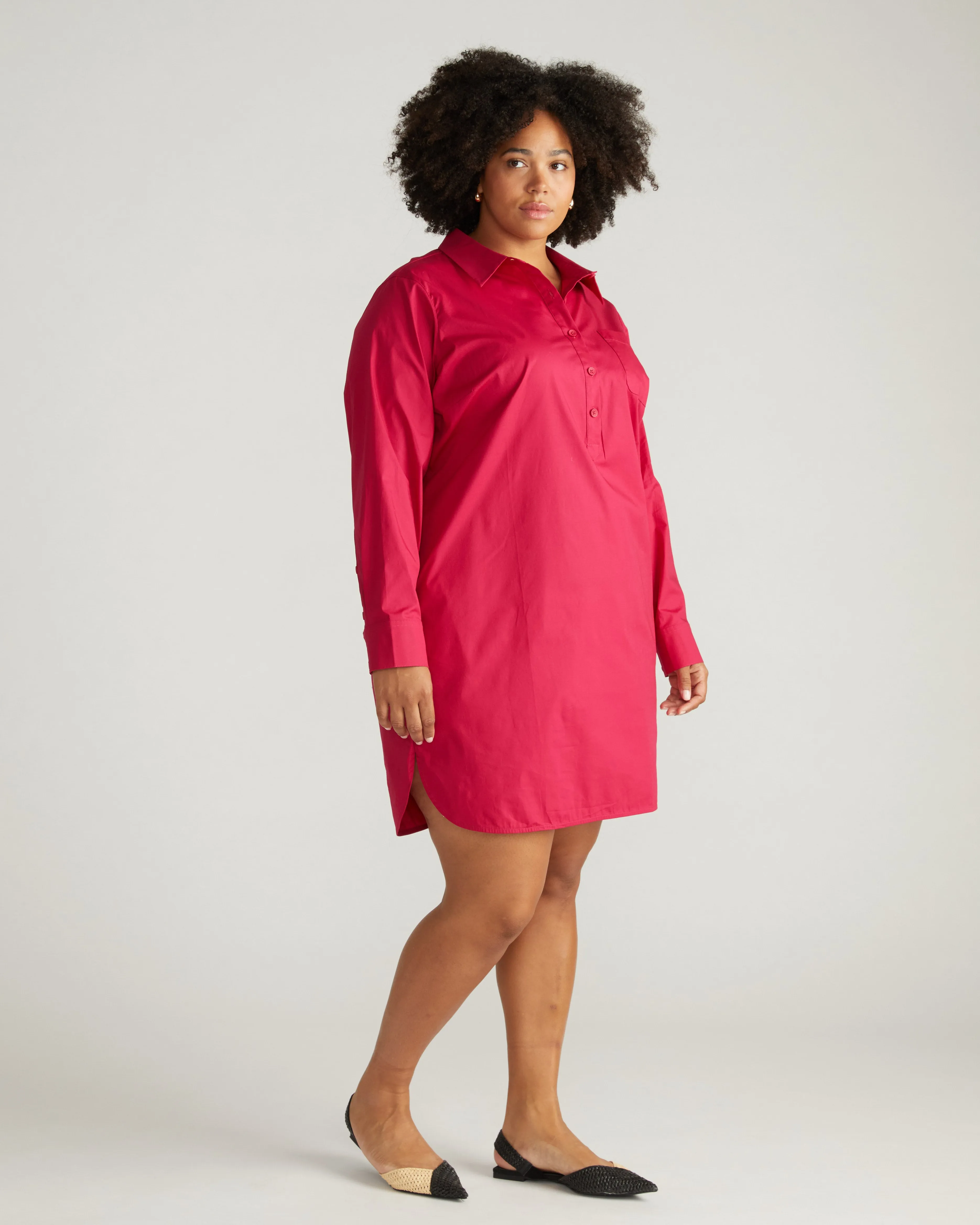 Stretch Poplin Rubicon Shirtdress - Cerise sold by Universal Standard product image thumbnail 2