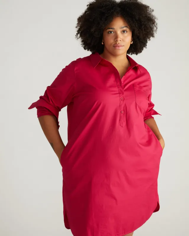 Stretch Poplin Rubicon Shirtdress - Cerise sold by Universal Standard