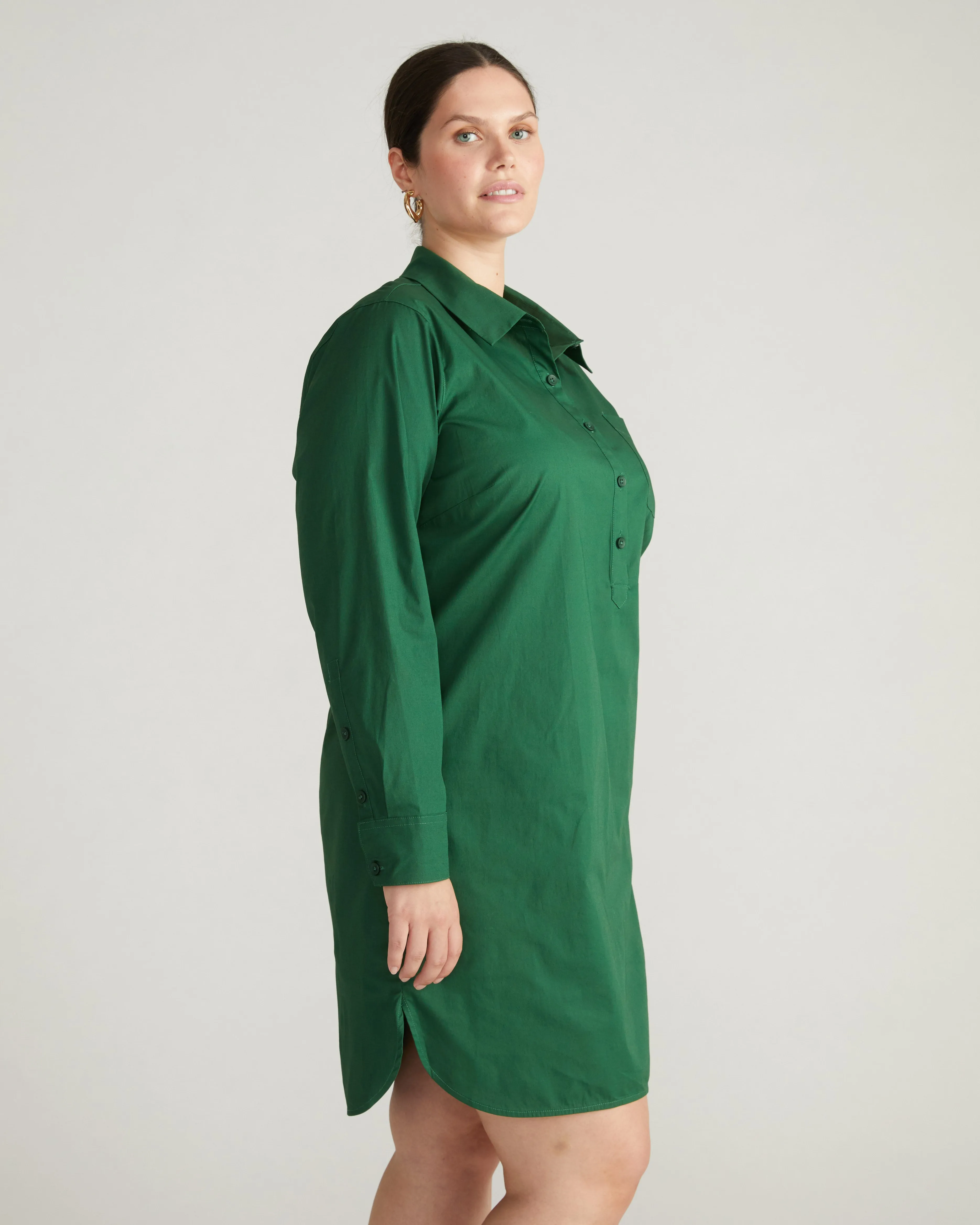 Stretch Poplin Rubicon Shirtdress - Kelly Green sold by Universal Standard product image thumbnail 2