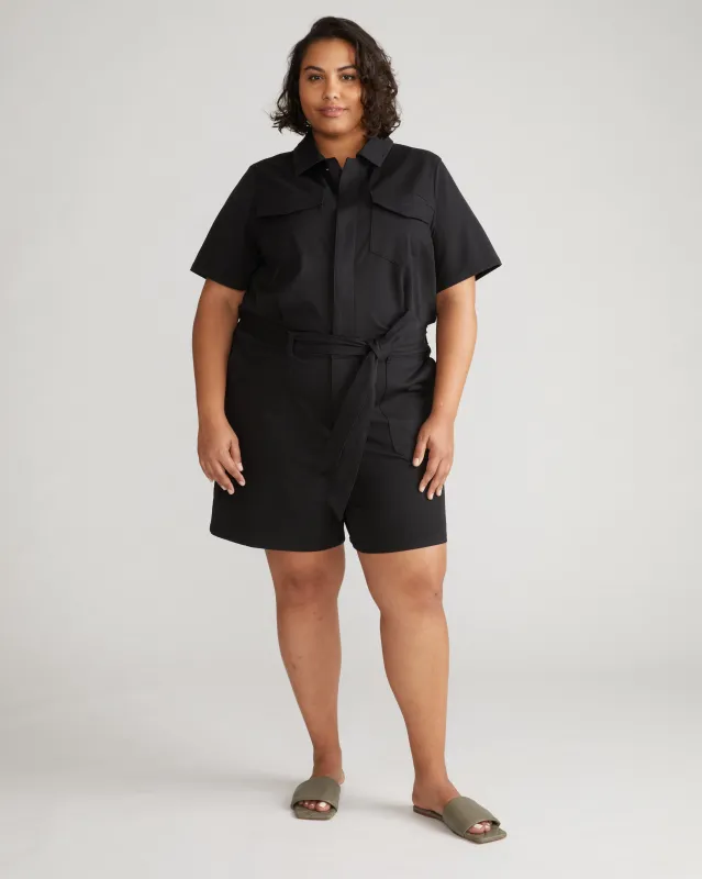 Valley Stretch Cotton Twill Romper - Black sold by Universal Standard