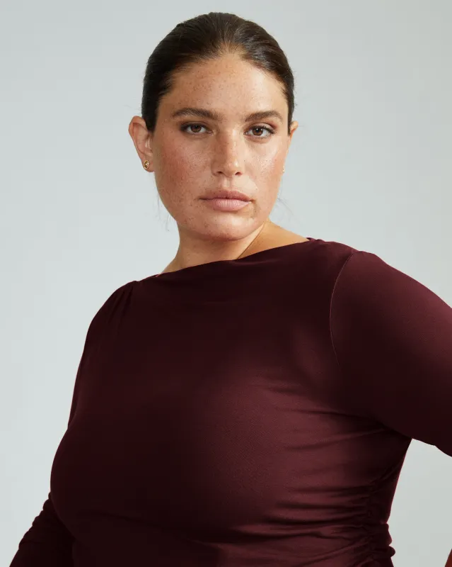 Louise Long Sleeve Liquid Jersey Top - Black Cherry sold by Universal Standard