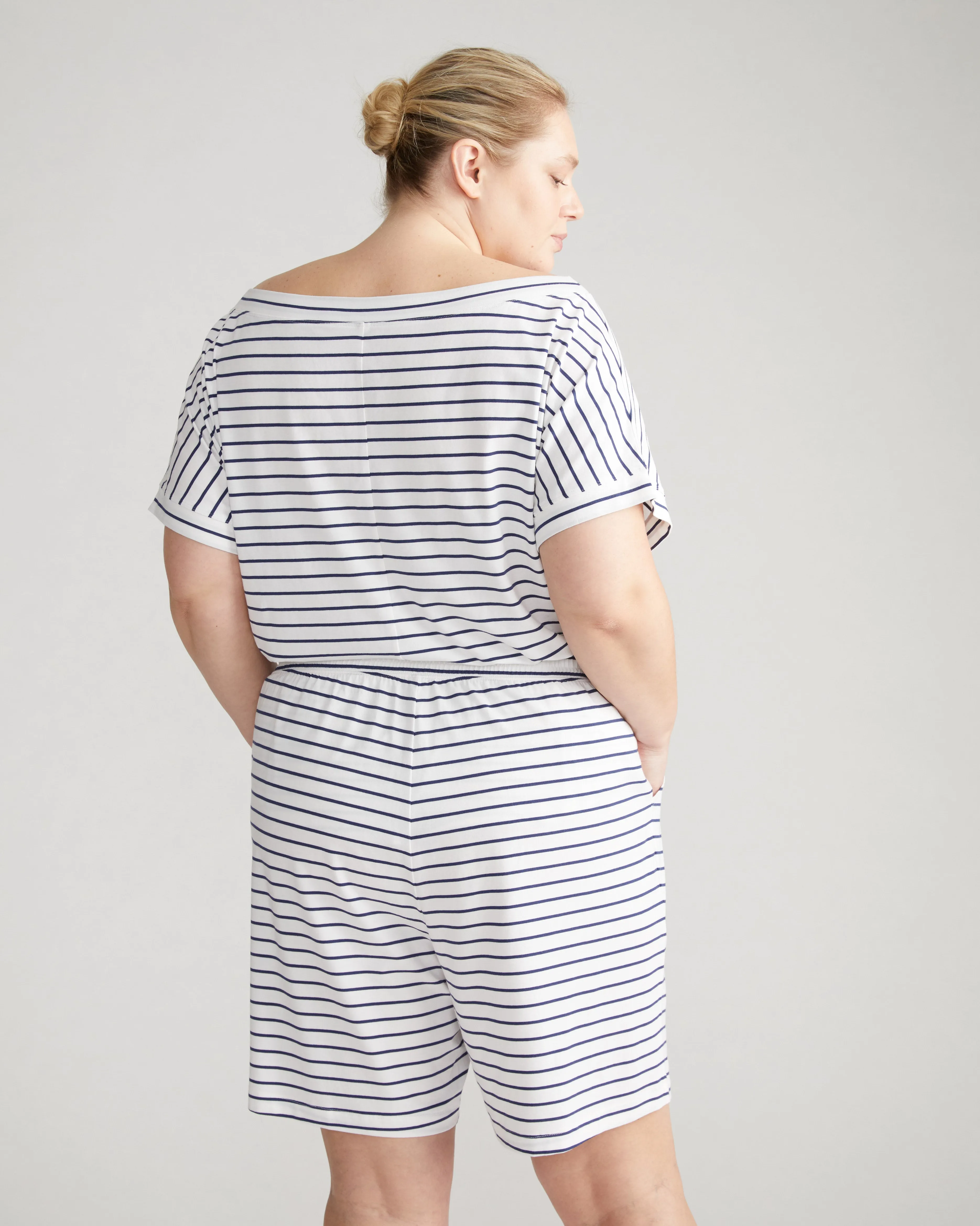 UltimateS Lorelai Lounge Shorts - White/Cenote Stripe sold by Universal Standard product image thumbnail 4