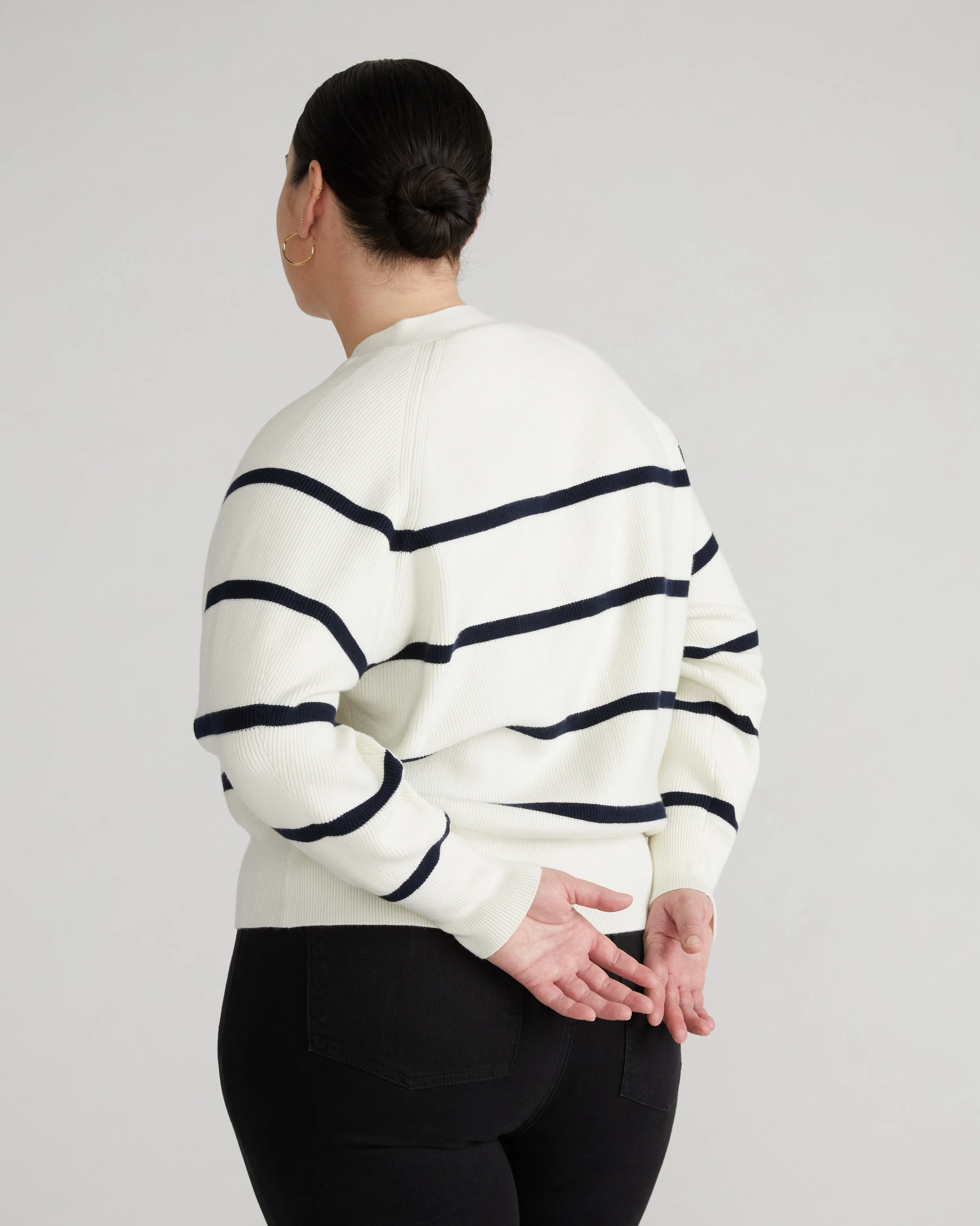 Better-Than-Wool Cardigan - White/Navy sold by Universal Standard product image thumbnail 4