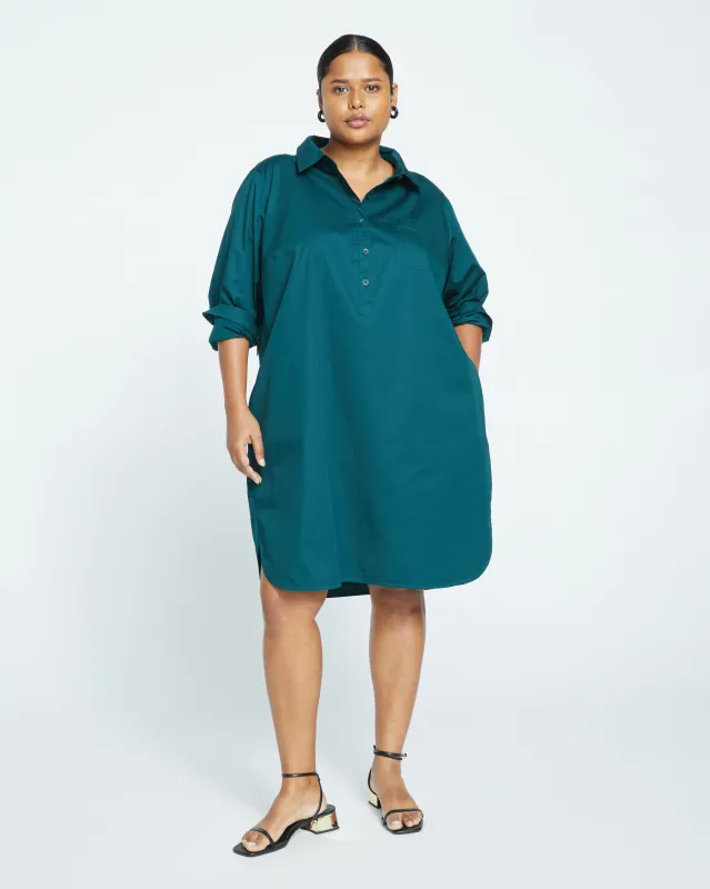 Stretch Poplin Rubicon Shirtdress - Forest Green sold by Universal Standard